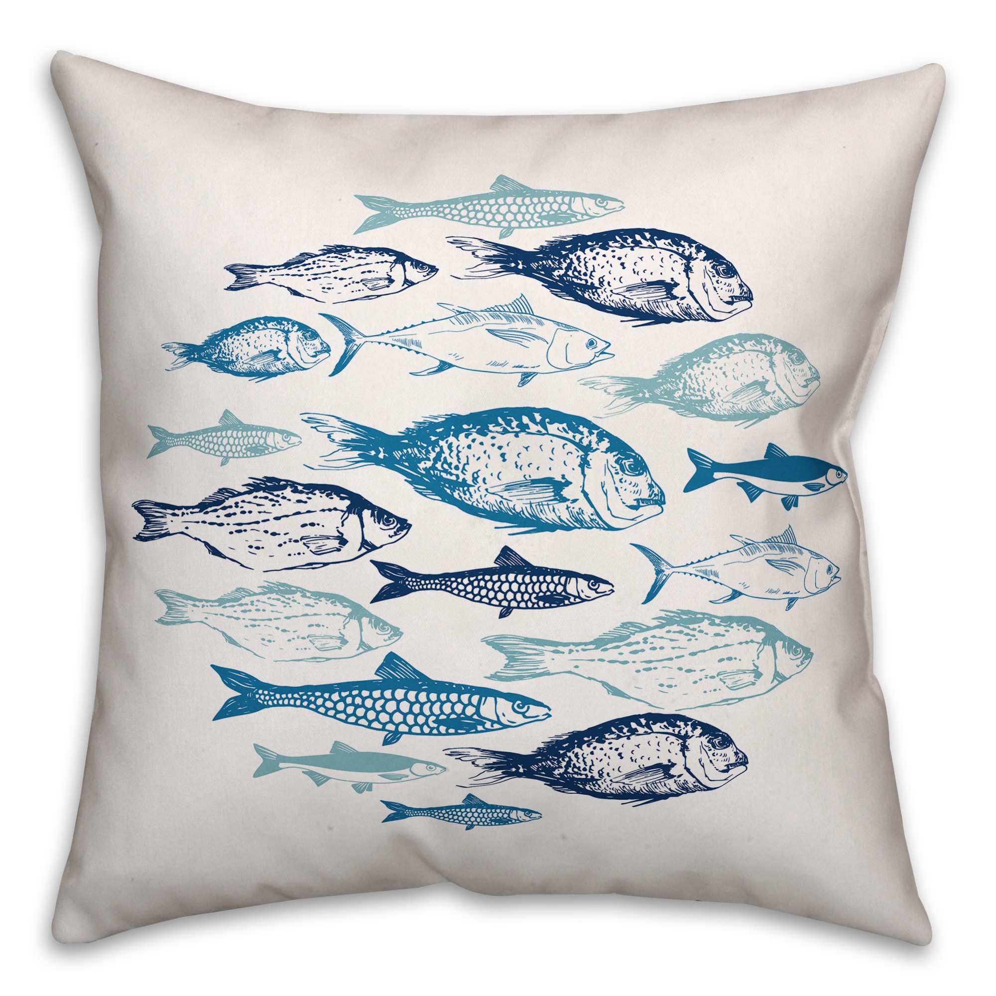 Blue School of Fish 18x18 Spun Poly Pillow