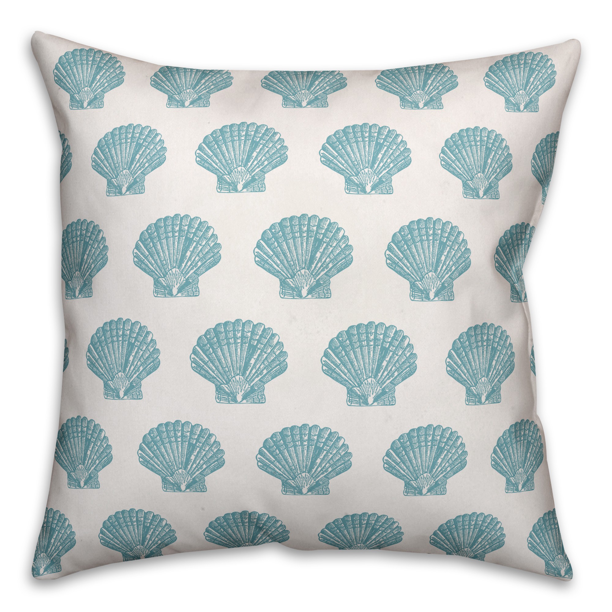 Teal Shell Pattern 18x18 Spun Poly Pillow