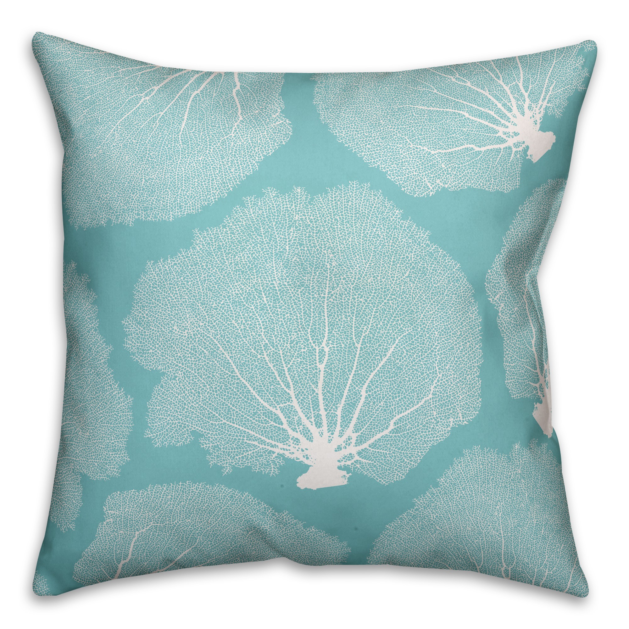 Teal Sea Fan Coral 18x18 Spun Poly Pillow