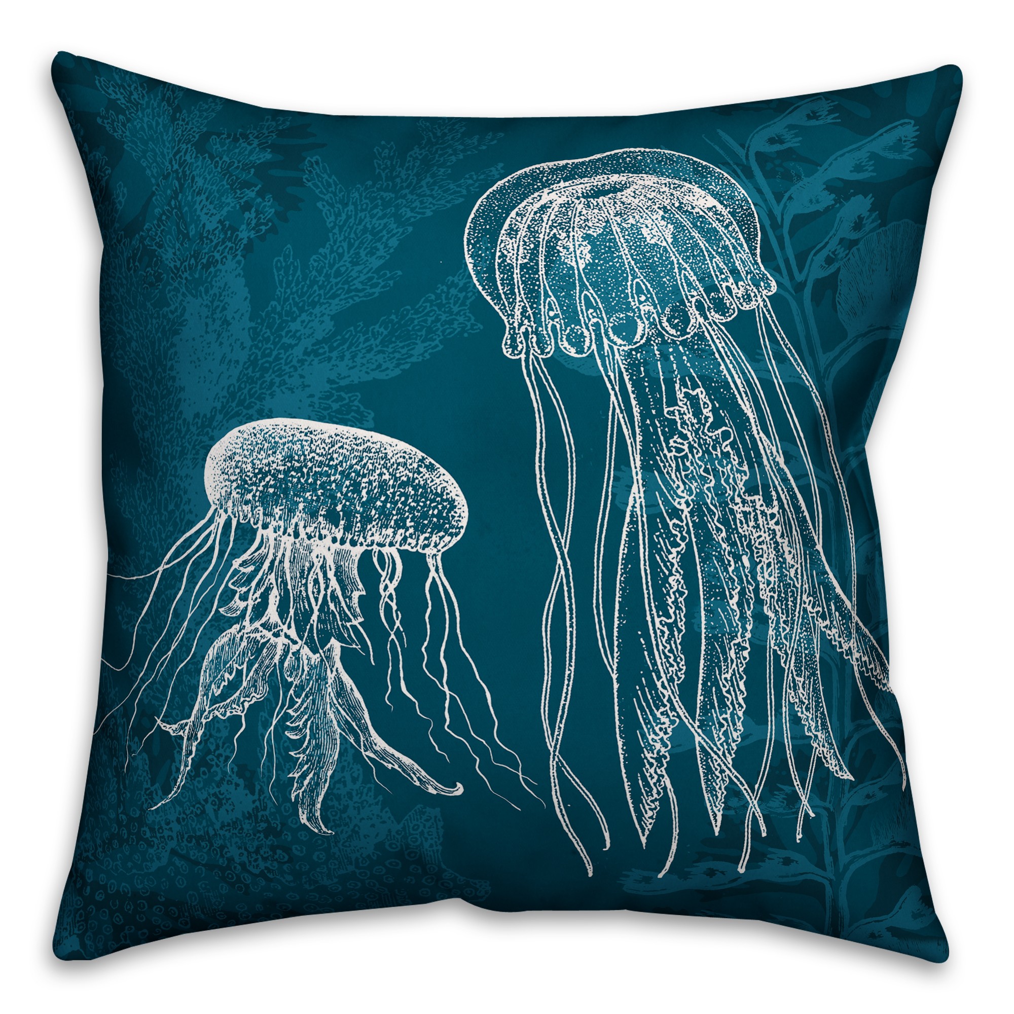 Teal Jellyfish 18x18 Spun Poly Pillow