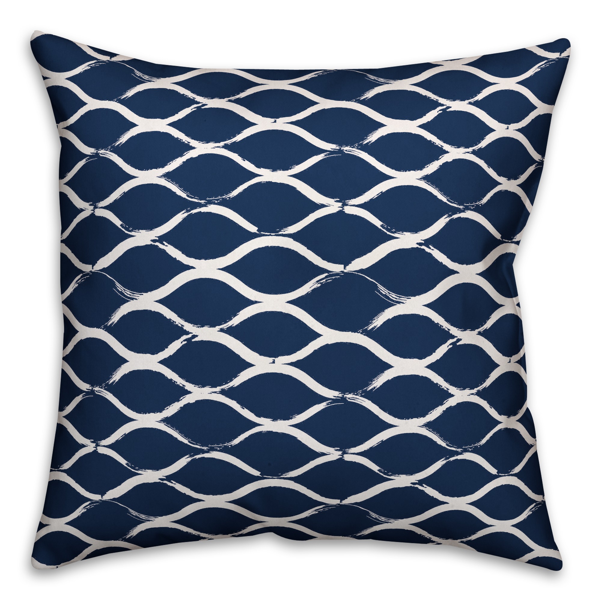 Blue & White Fish Net 18x18 Spun Poly Pillow
