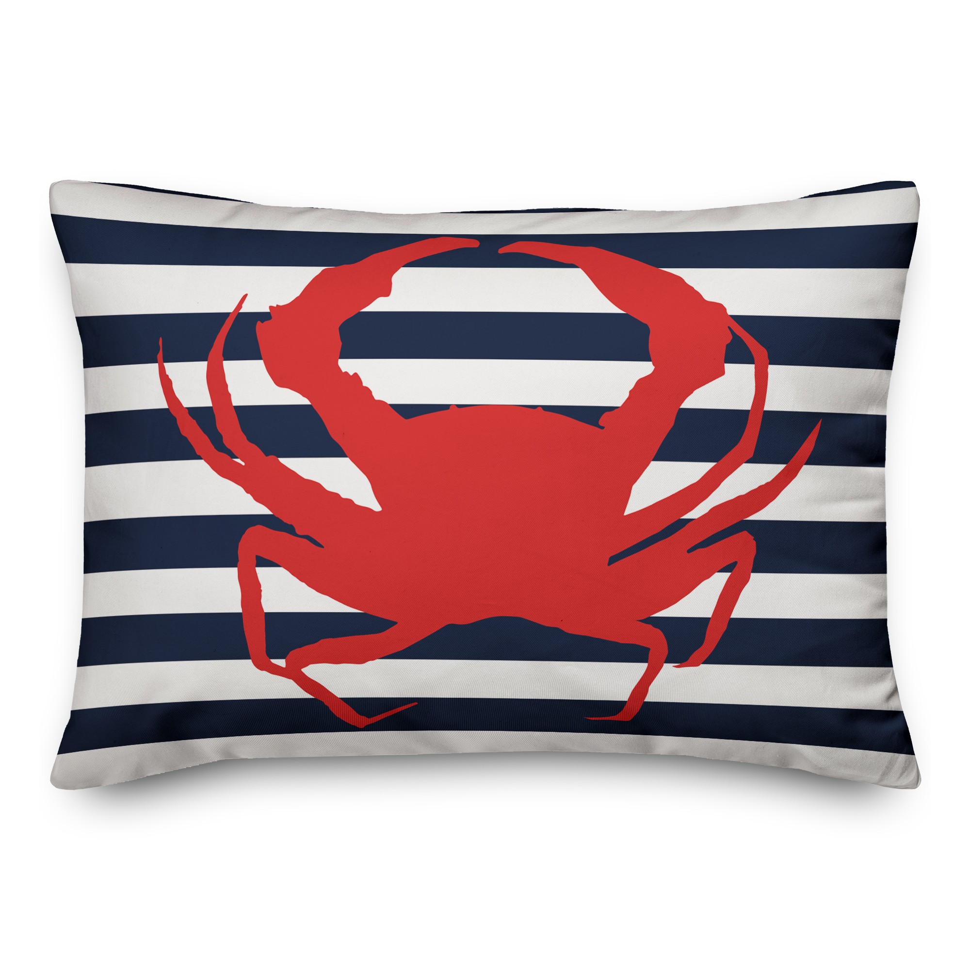 Navy Stripes Red Crab 14x20 Spun Poly Pillow
