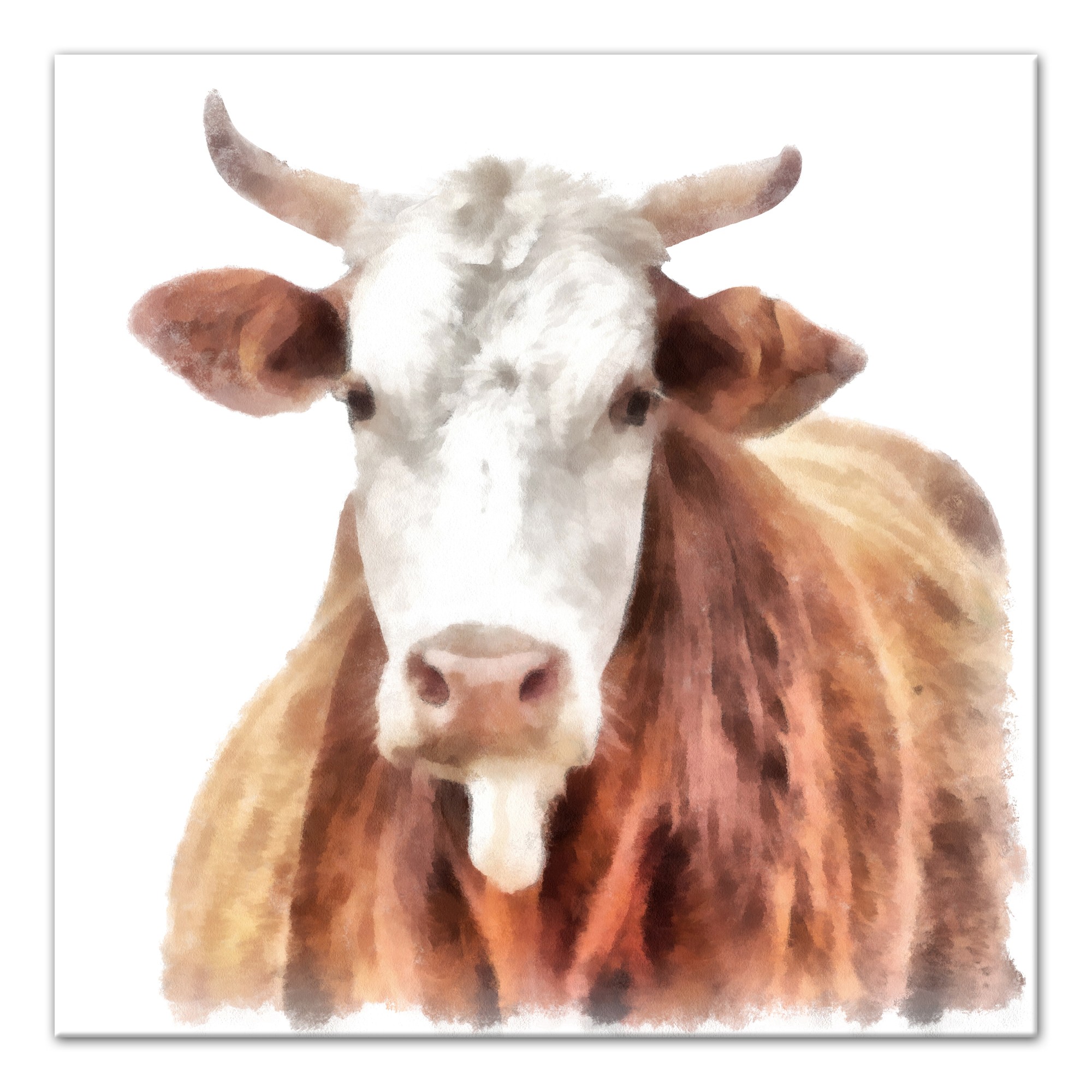 Painterly Dairy Cow 30x30 Canvas Wall Art