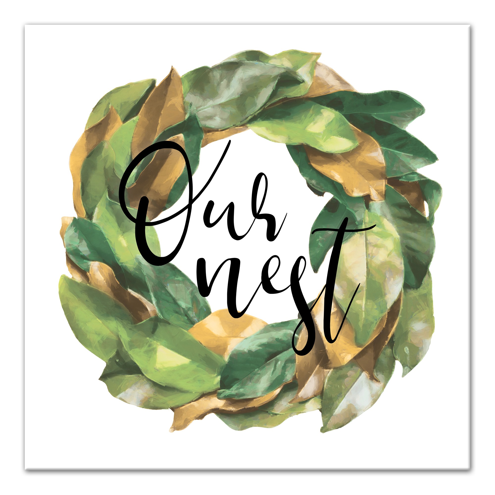 Our Nest Magnolia Wreath 24x24 Canvas Wall Art