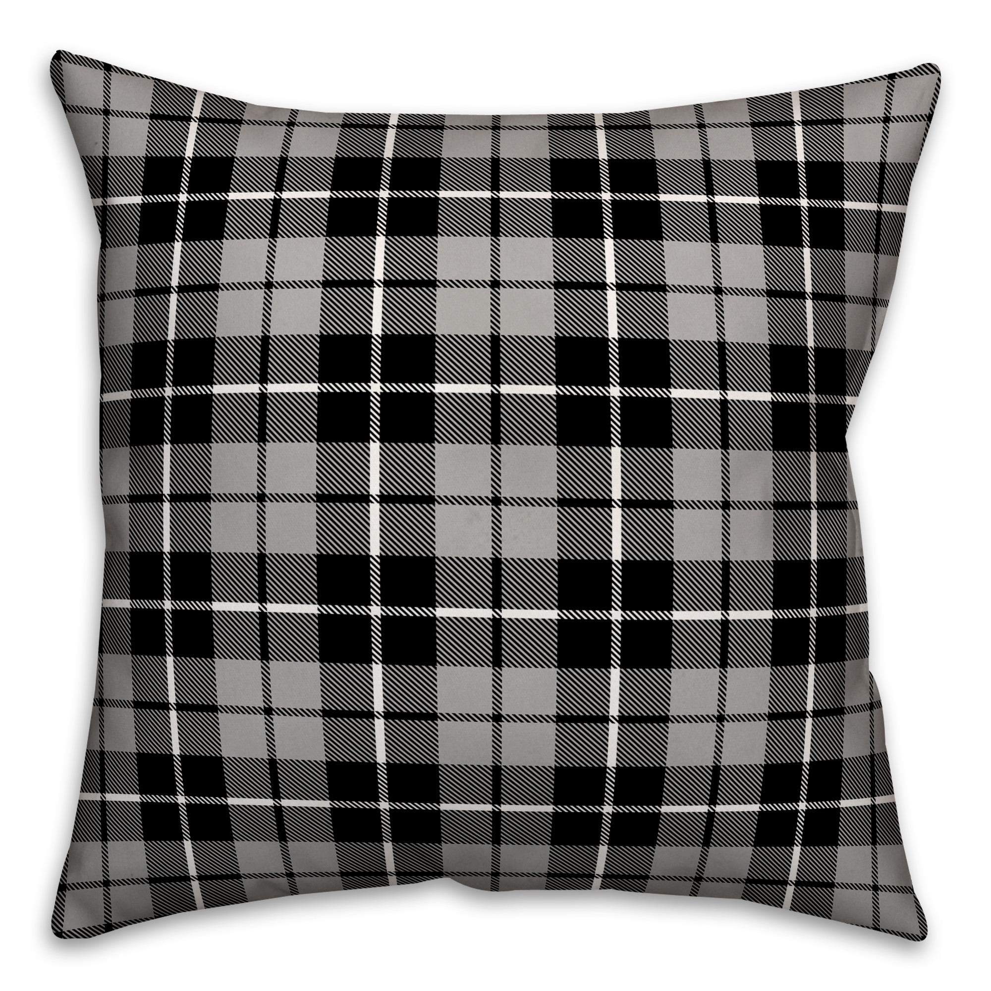 Black & Gray Tartan Plaid 18x18 Spun Poly Pillow