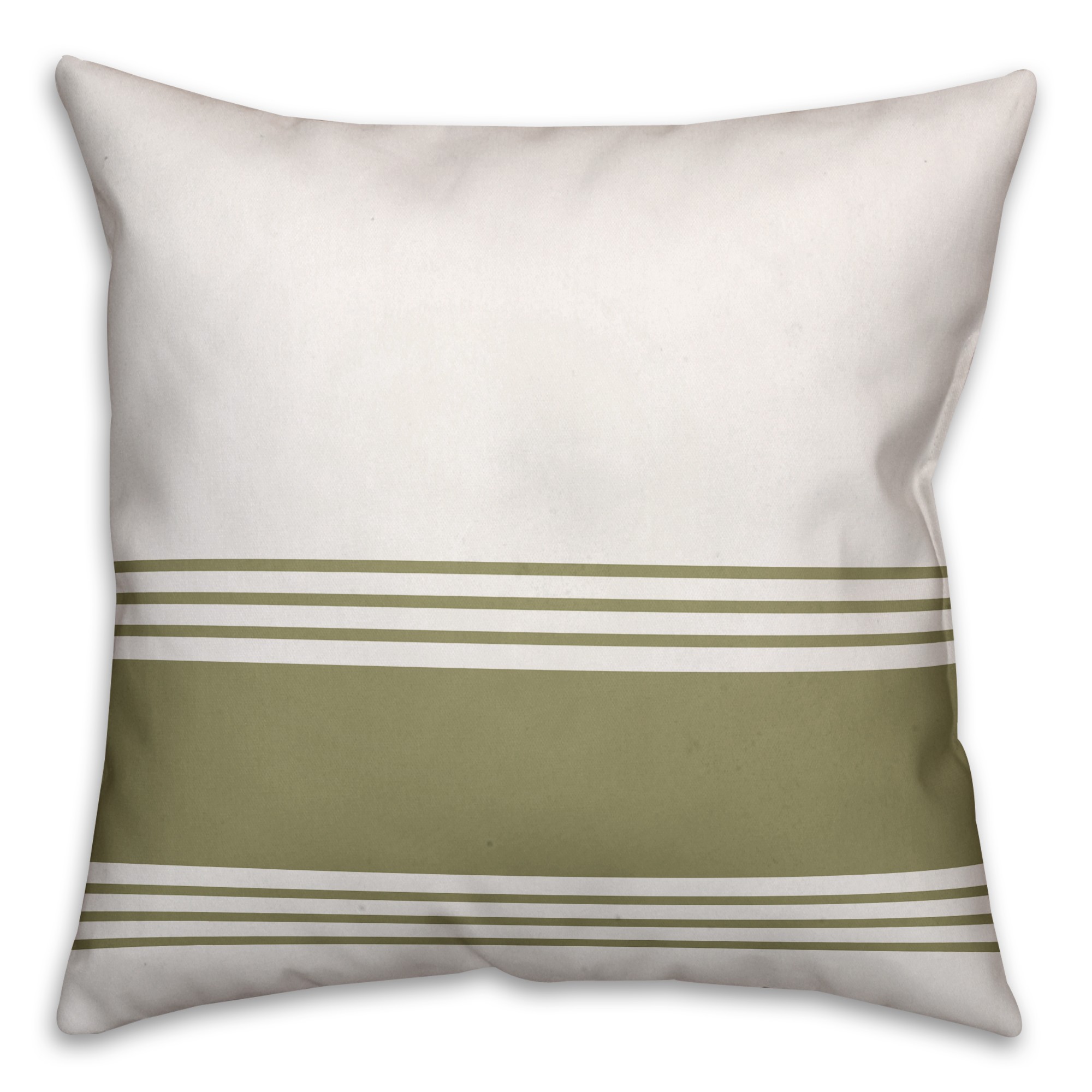 Olive Green Stripes 18x18 Spun Poly Pillow