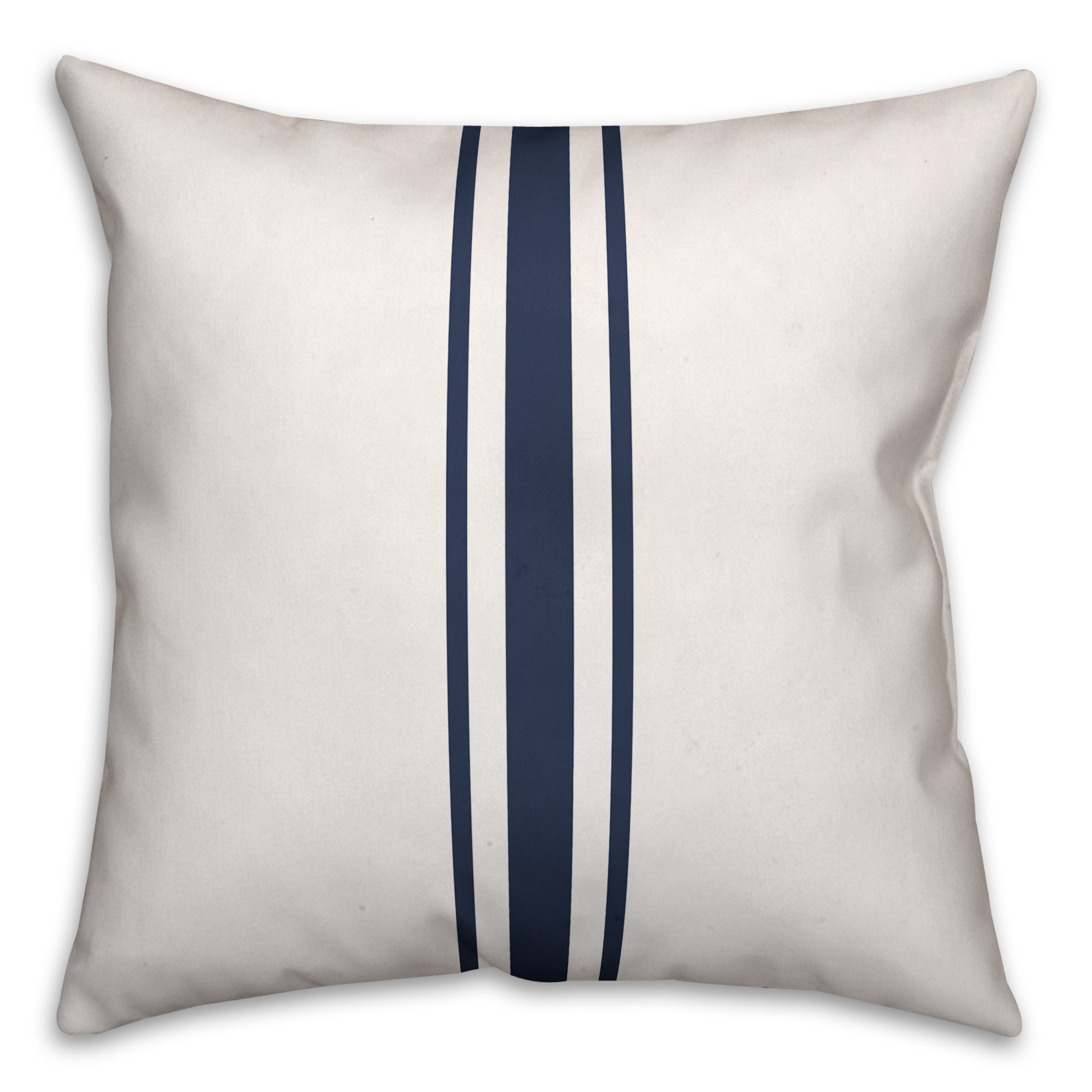 Navy Blue Flour Sack Stripes 18x18 Spun Poly Pillow