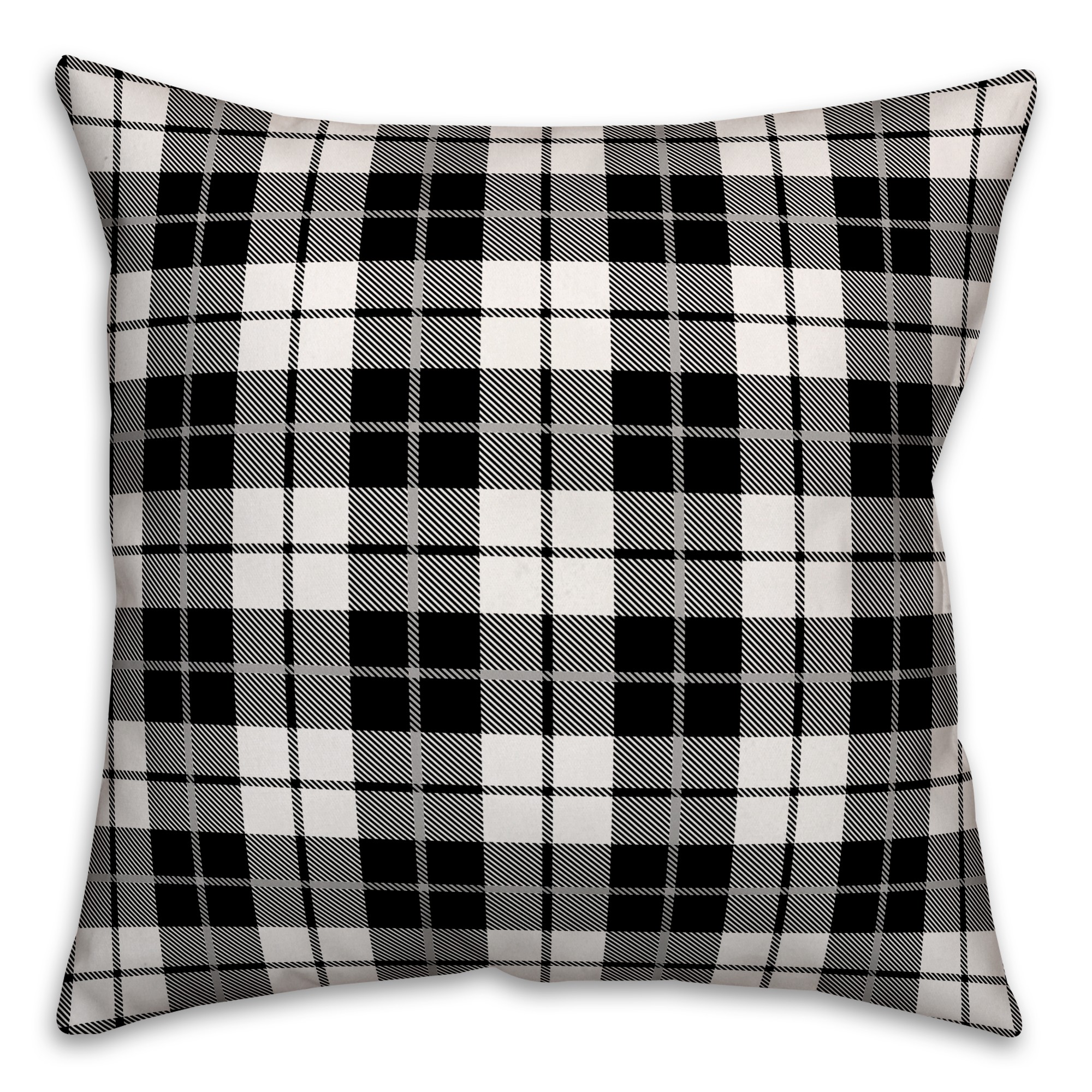 Black & White Tartan Plaid 18x18 Spun Poly Pillow