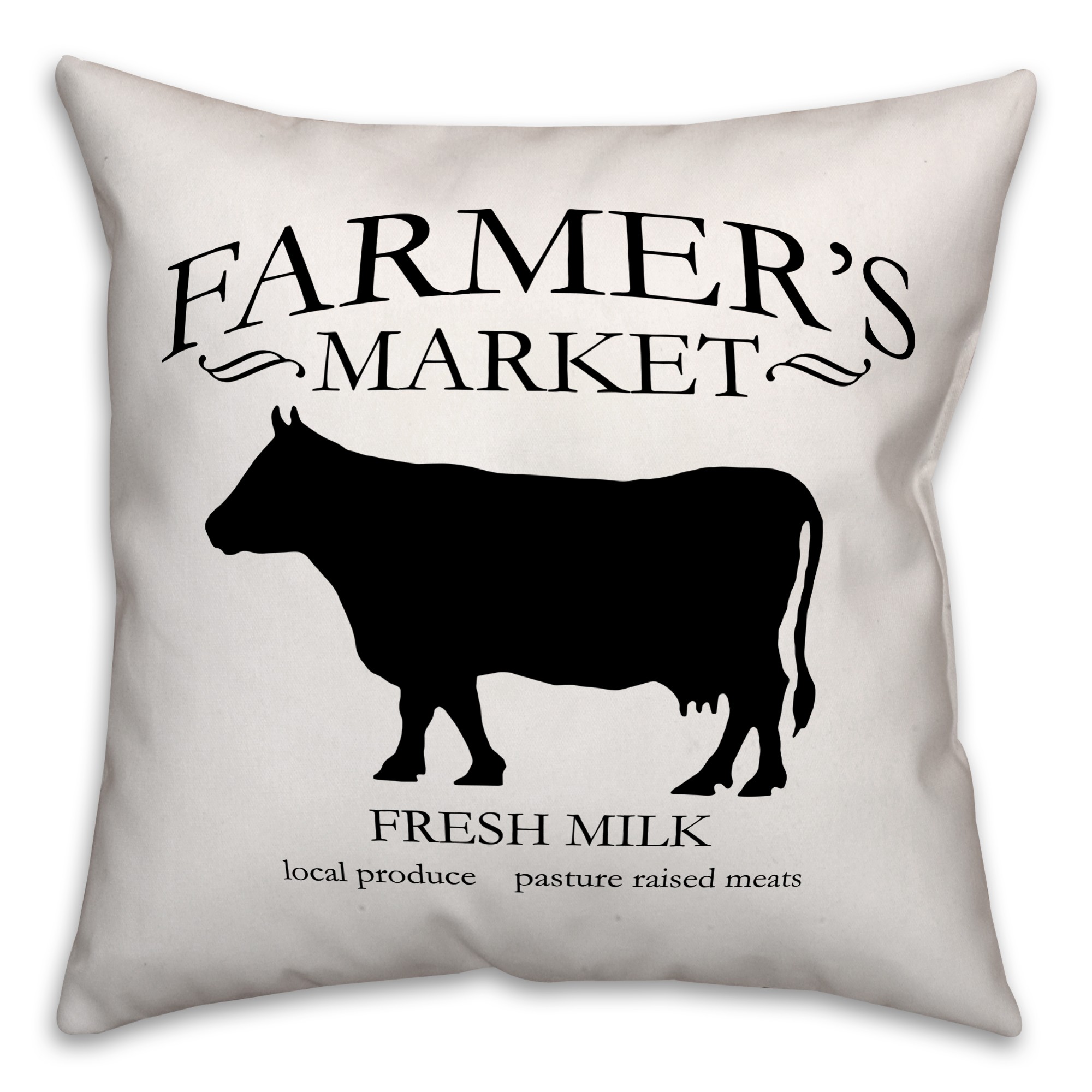 Farmer's Market Cow 18x18 Spun Poly Pillow