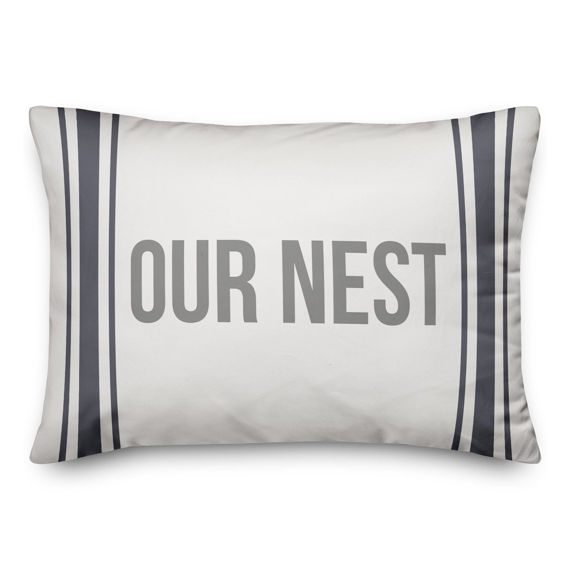 Our Nest Blue Flour Sack Stripes 14x20 Spun Poly Pillow