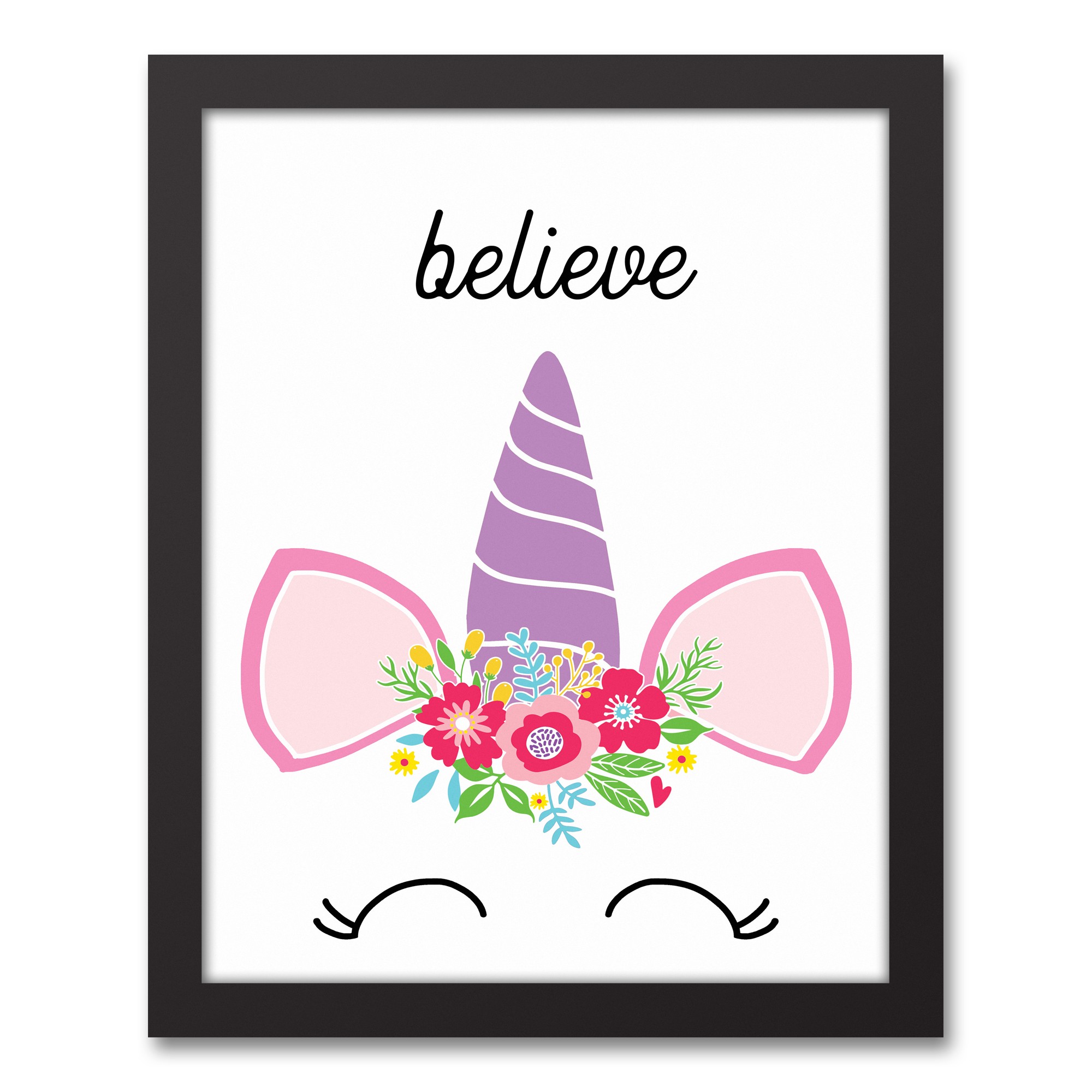 Believe Unicorn 11x14 Black Framed Canvas
