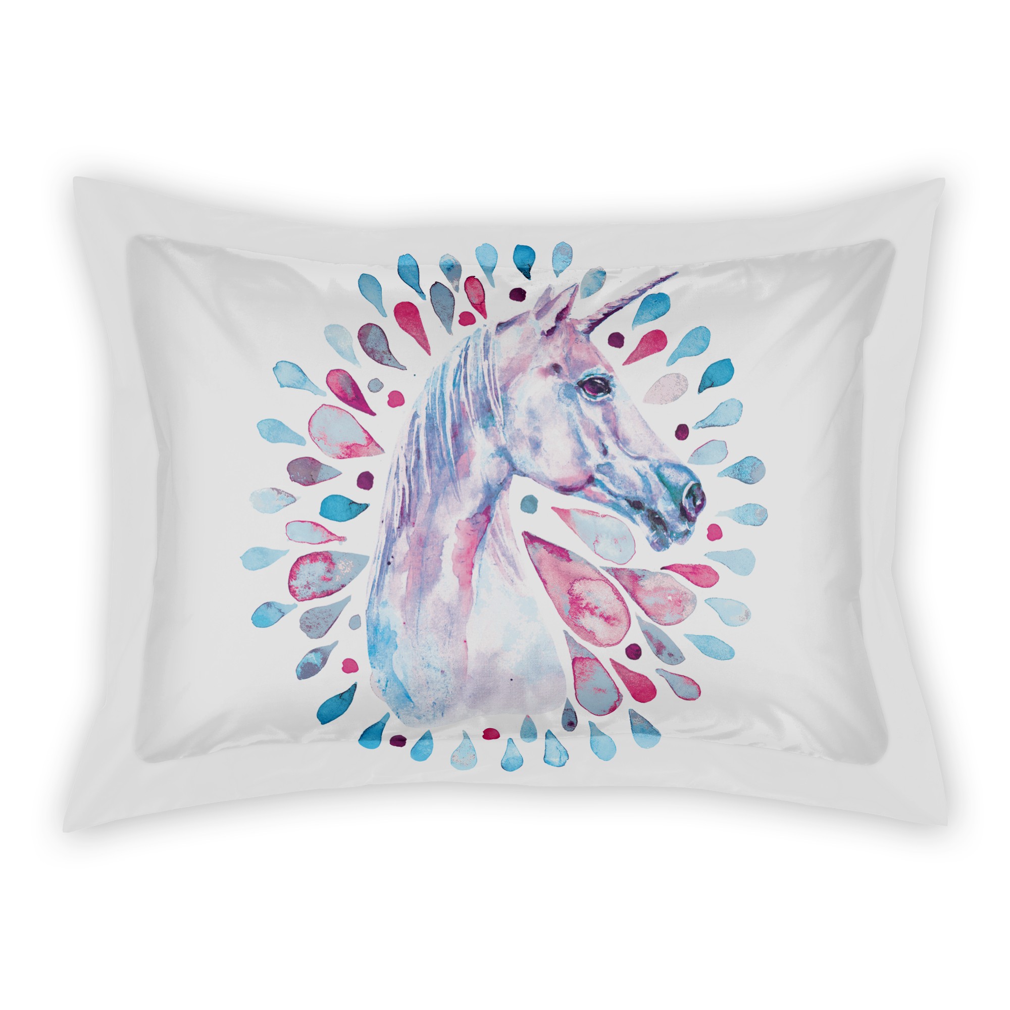 Watercolor Unicorn Medallion Standard Brushed Poly Sham