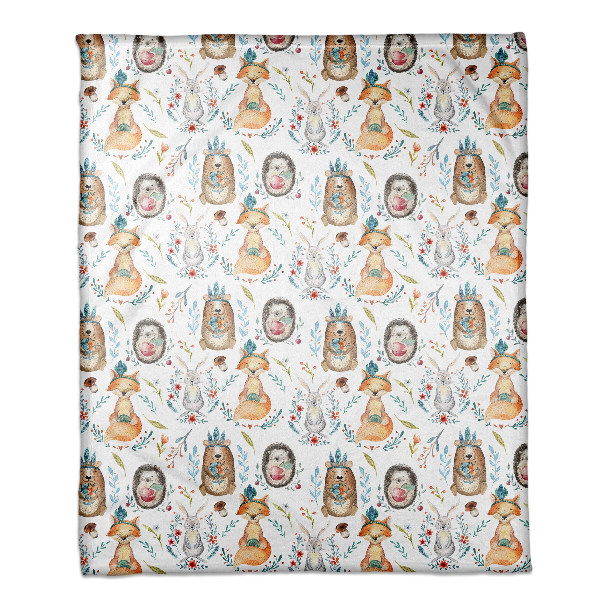 Whimsical Woodland Animals 50x60 Coral Fleece Blanket