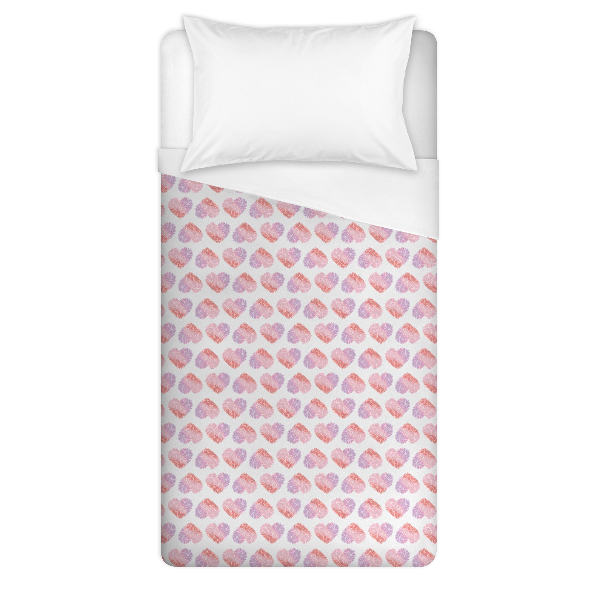Colorful Heart Pattern Twin Brushed Poly Duvet