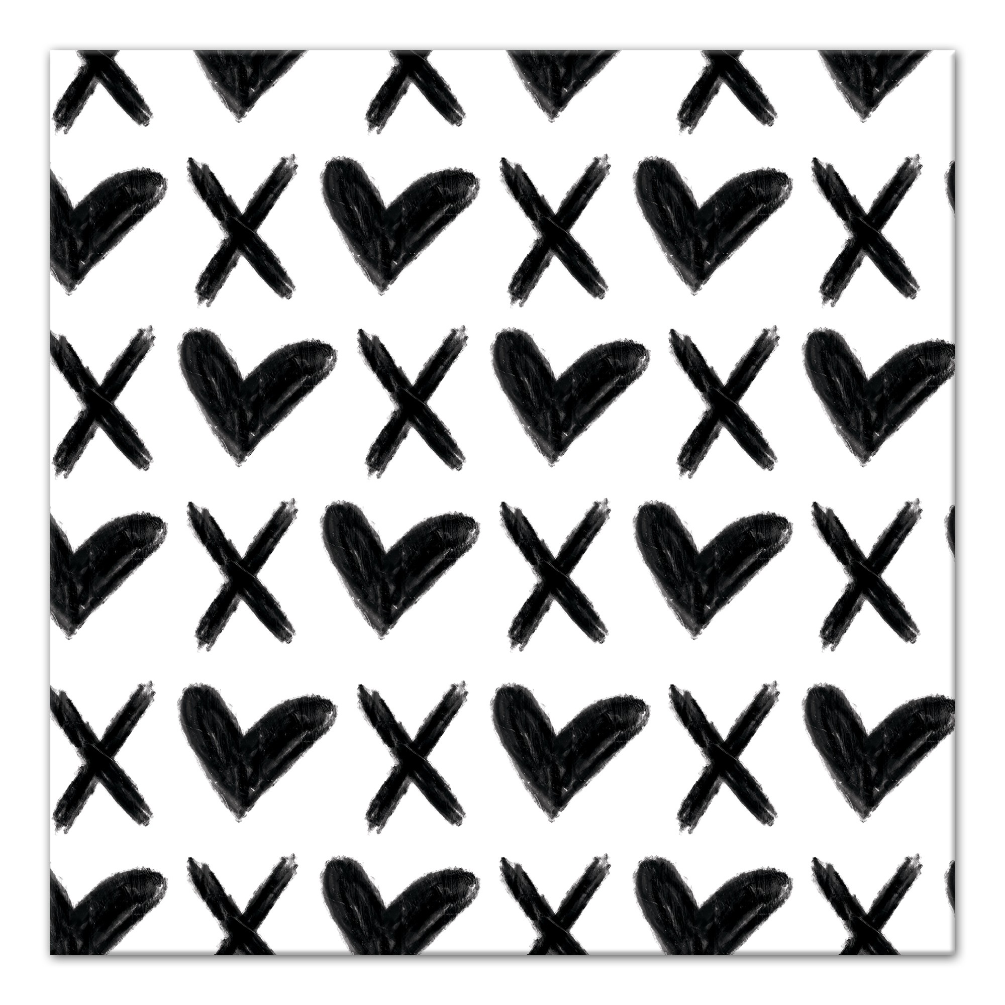 XO Hearts Pattern 16x16 Canvas Wall Art