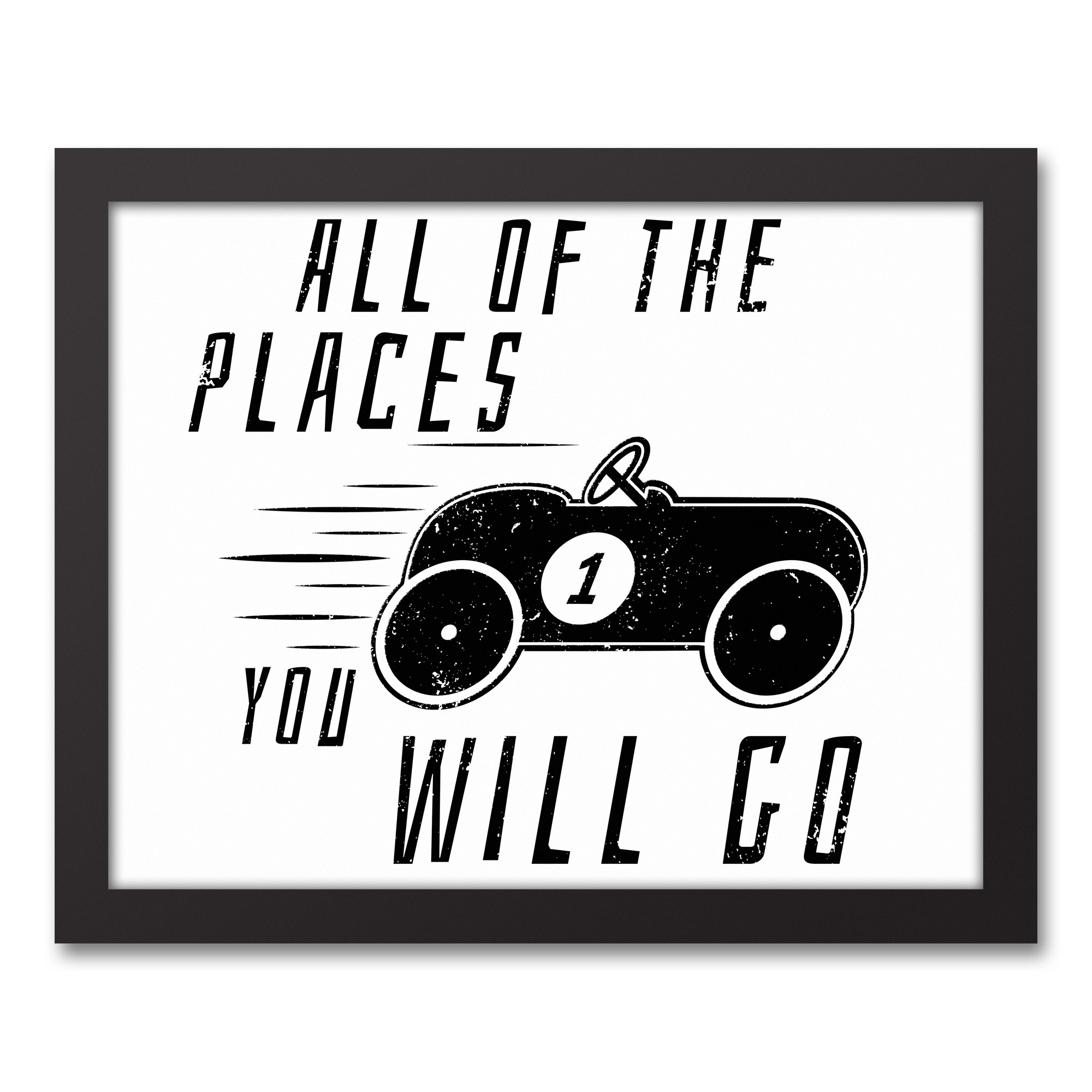 All the Places you will Go 11x14 Black Framed Canvas