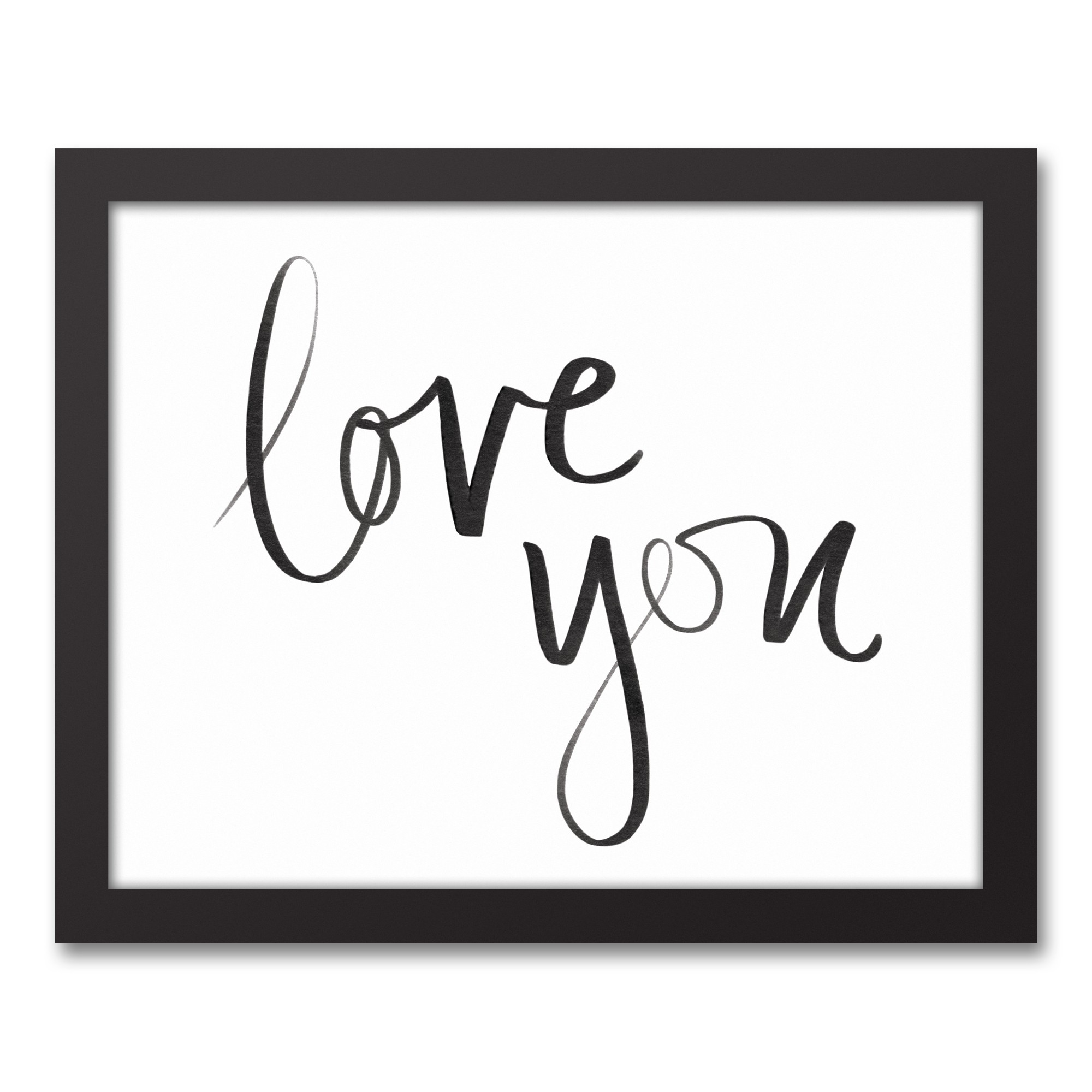 Love You Watercolor 11x14 Black Framed Canvas