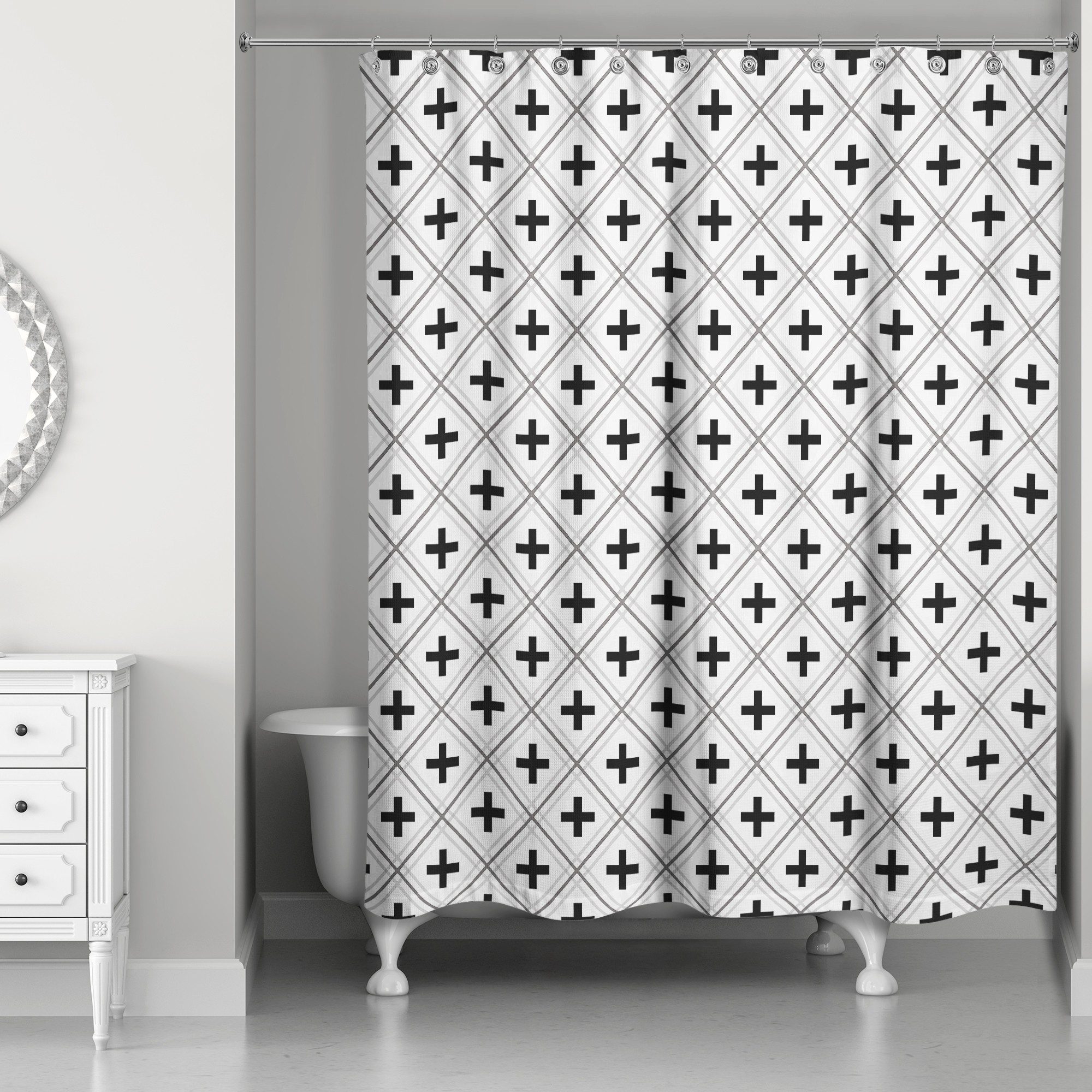 White Swiss Criss Cross 71x74 Shower Curtain