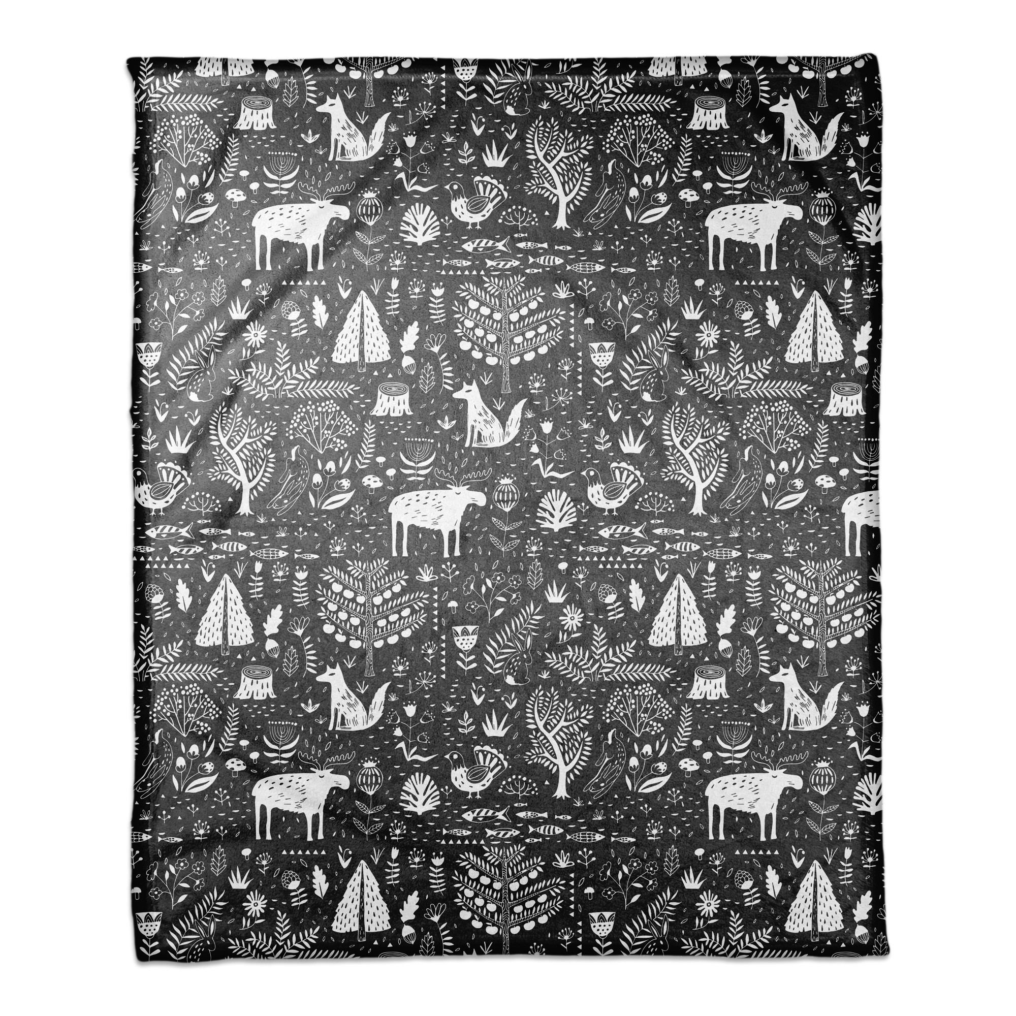 Scandinavian Critters 50x60 Coral Fleece Blanket