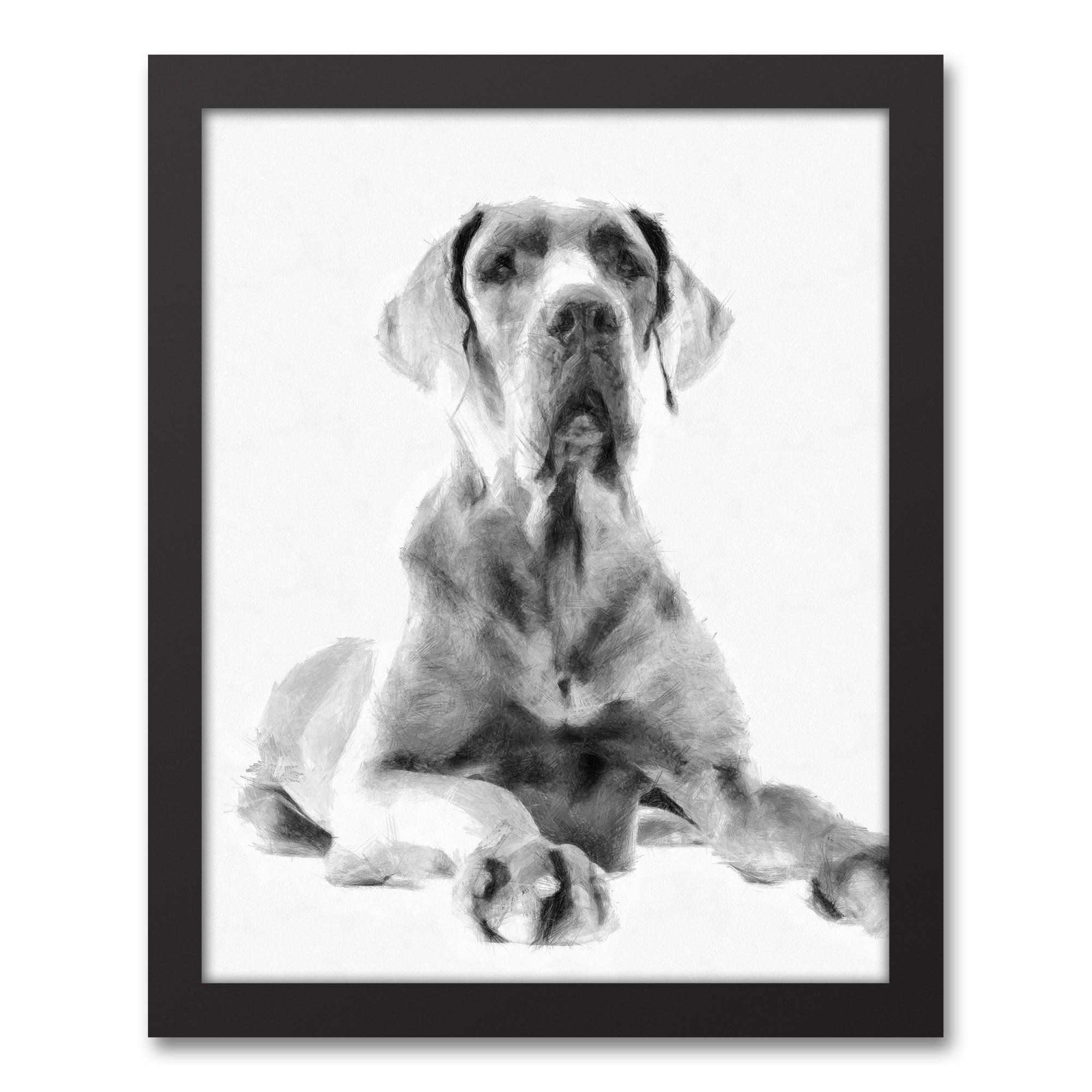 Great Dane Sketch 11x14 Black Framed Canvas