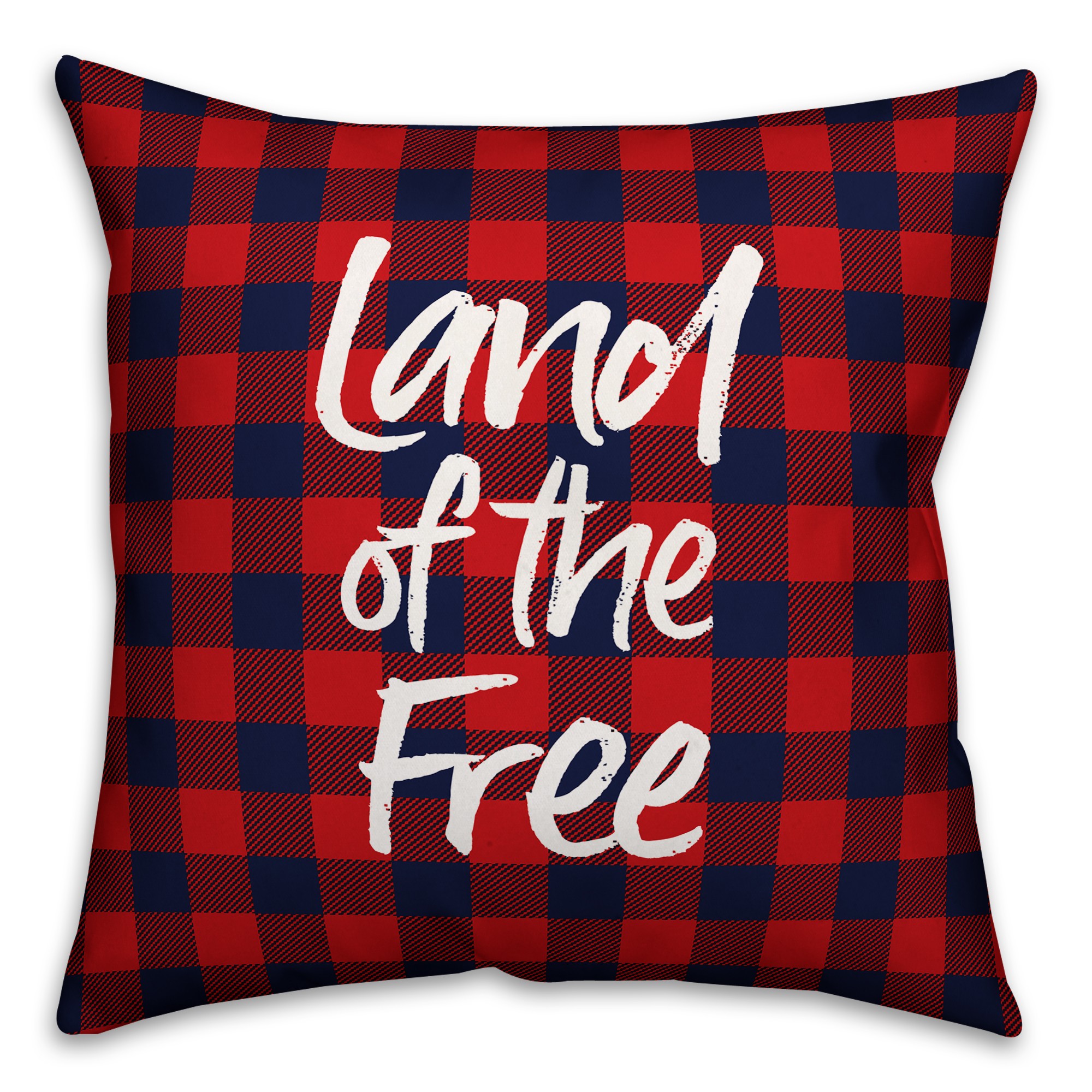 Land of the Free Home of the Brave Buffalo Check 18x18 Spun Poly Pillow