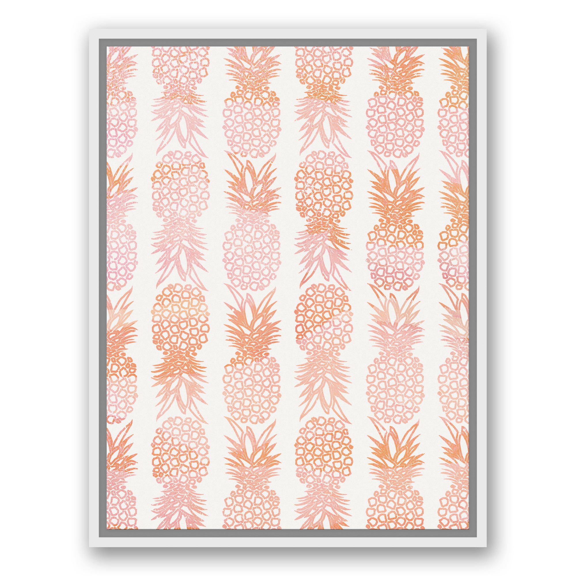 Blush Pineapple Pattern 18x24 White Floating Framed Canvas