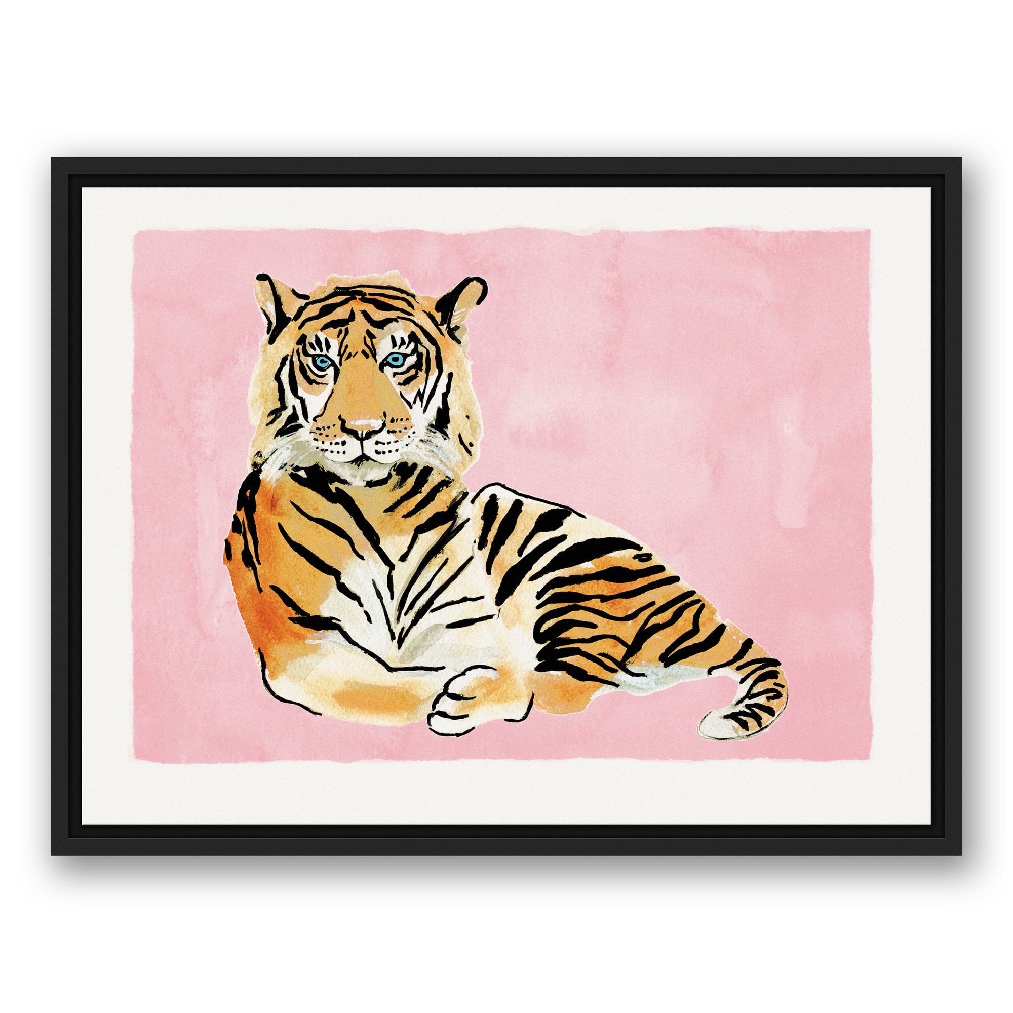 Tige on Pink Background 18x24 Black Floating Framed Canvas