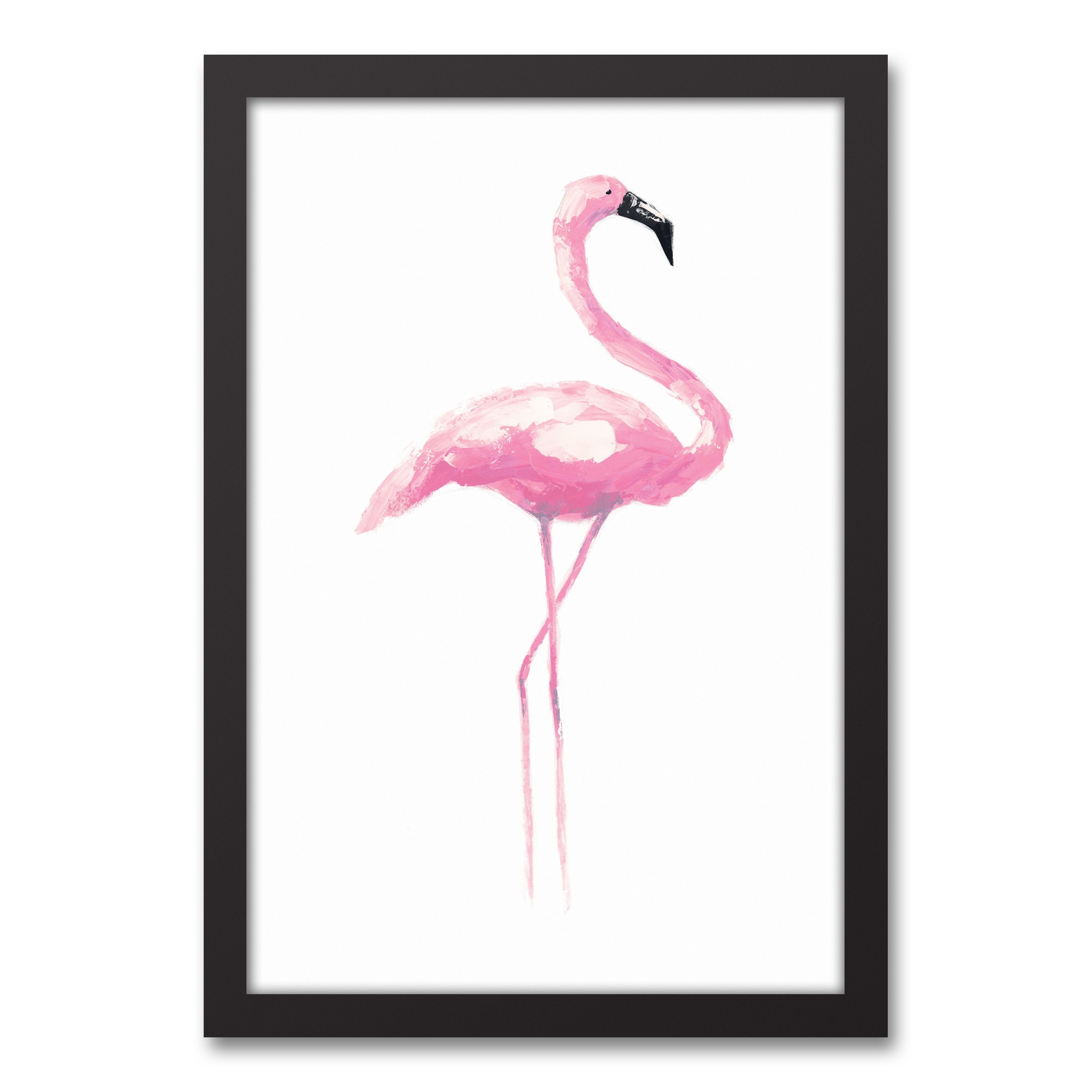 Painted Pink Flamingo 12x18 Black Framed Canvas