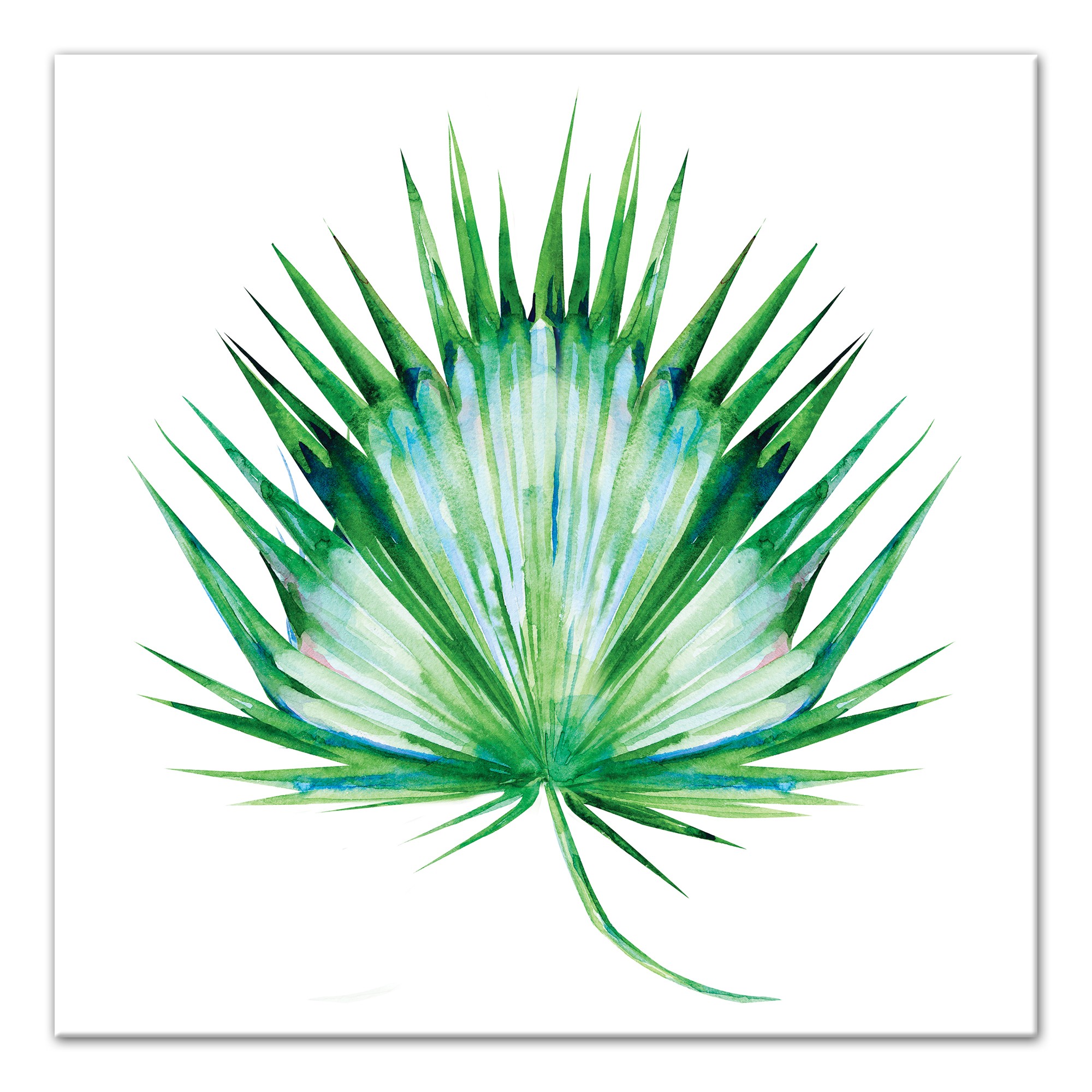 Watercolor Fan Palm Leaf 20x20 Canvas Wall Art
