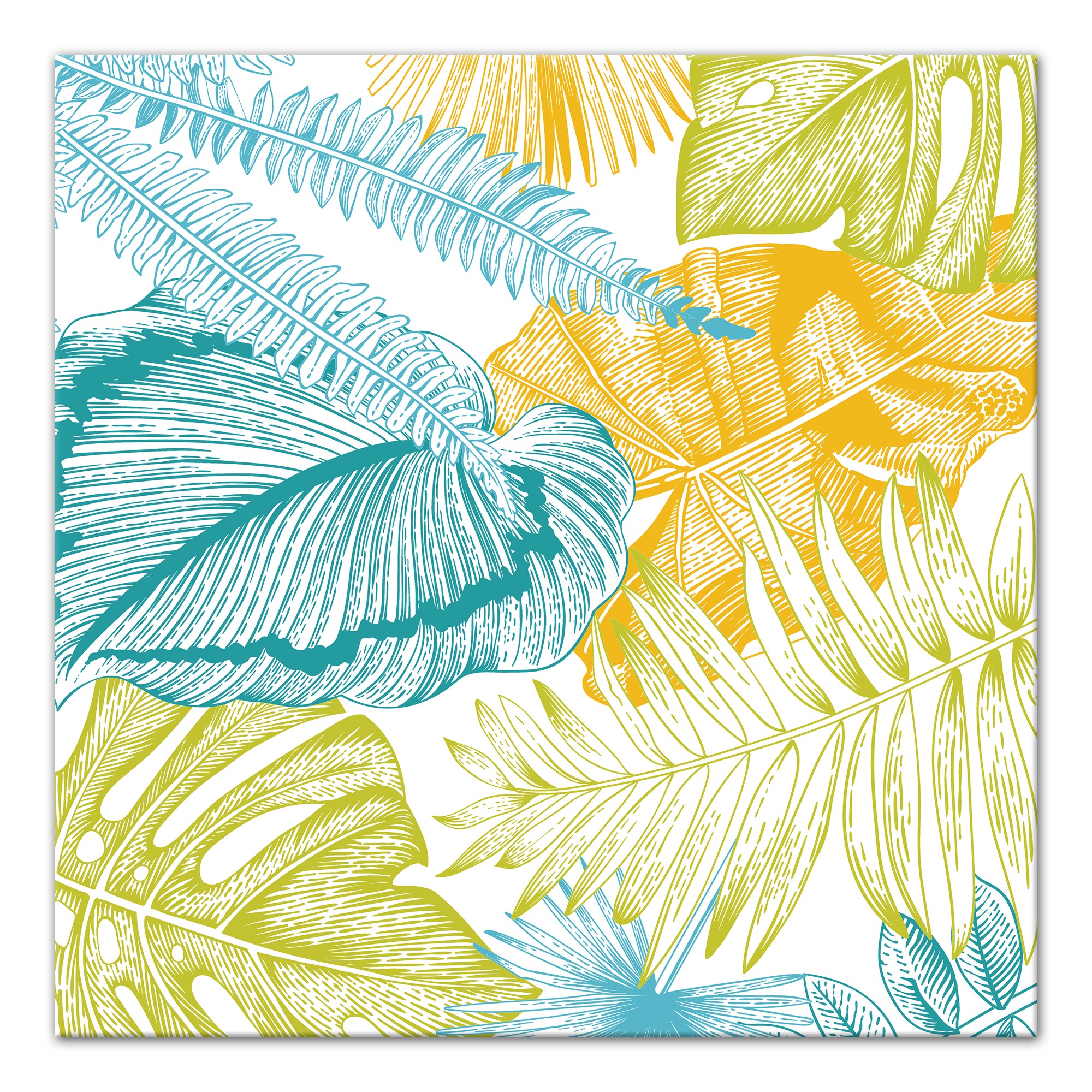 Bright Palm Leaves 20x20 Canvas Wall Art