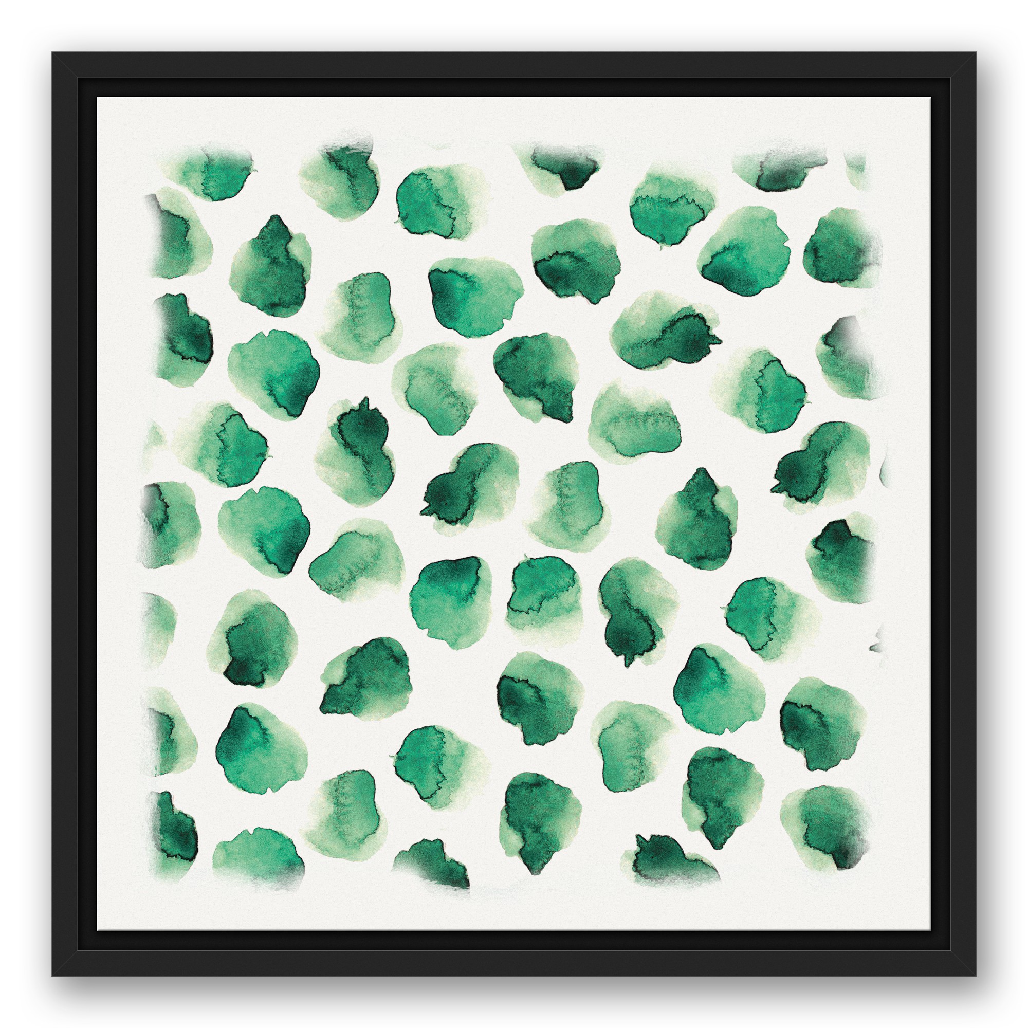 Watercolor Green Cloverfield 16x16 Black Floating Framed Canvas