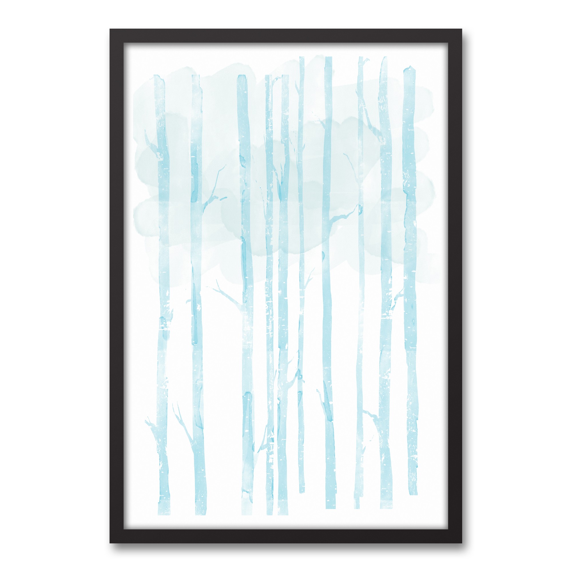 Blue Watercolor 20x30 Black Framed Canvas