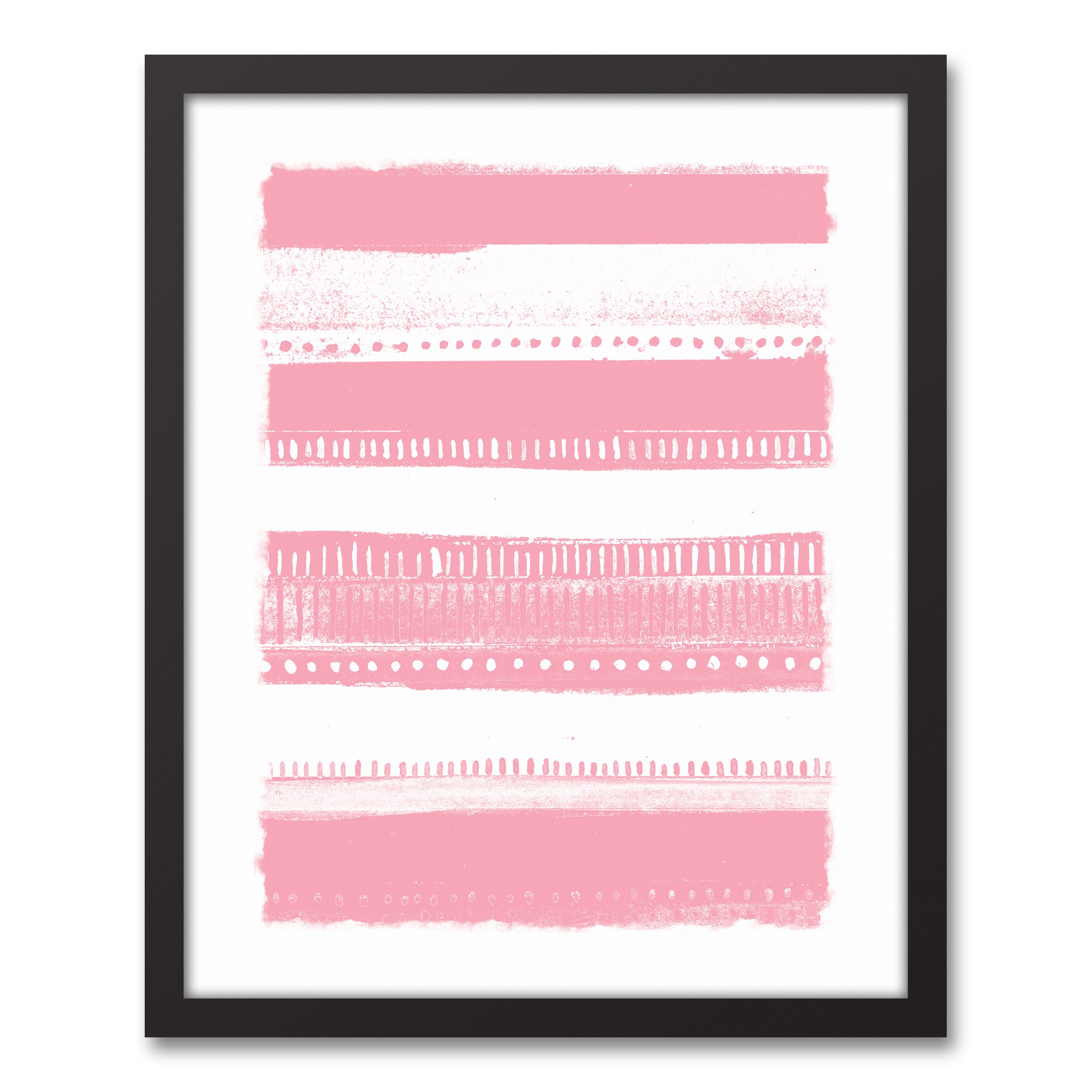 Pink Tribal Stripes 16x20 Black Framed Canvas
