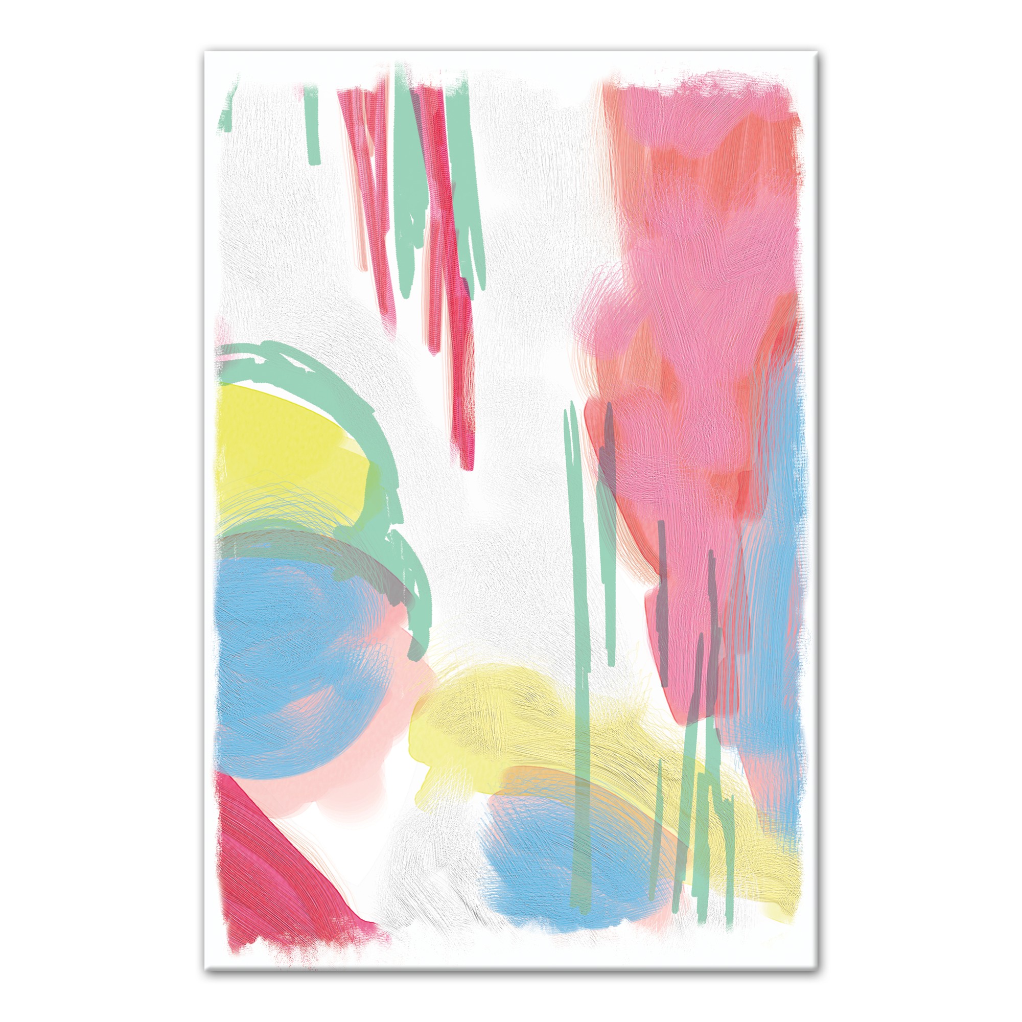 Pink Blue and Yellow Abstract 20x30 Canvas Wall Art