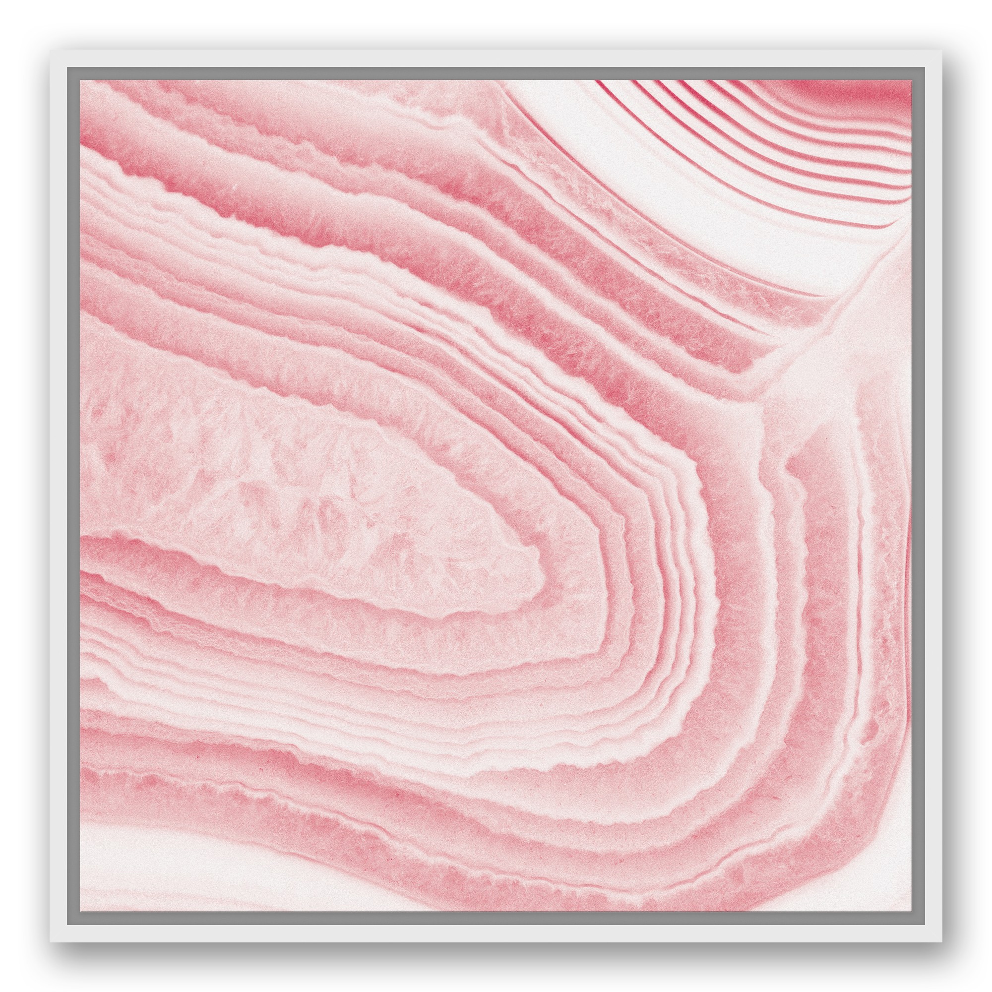 Agate Slice Detail Blush Pink 24x24 White Floating Framed Canvas