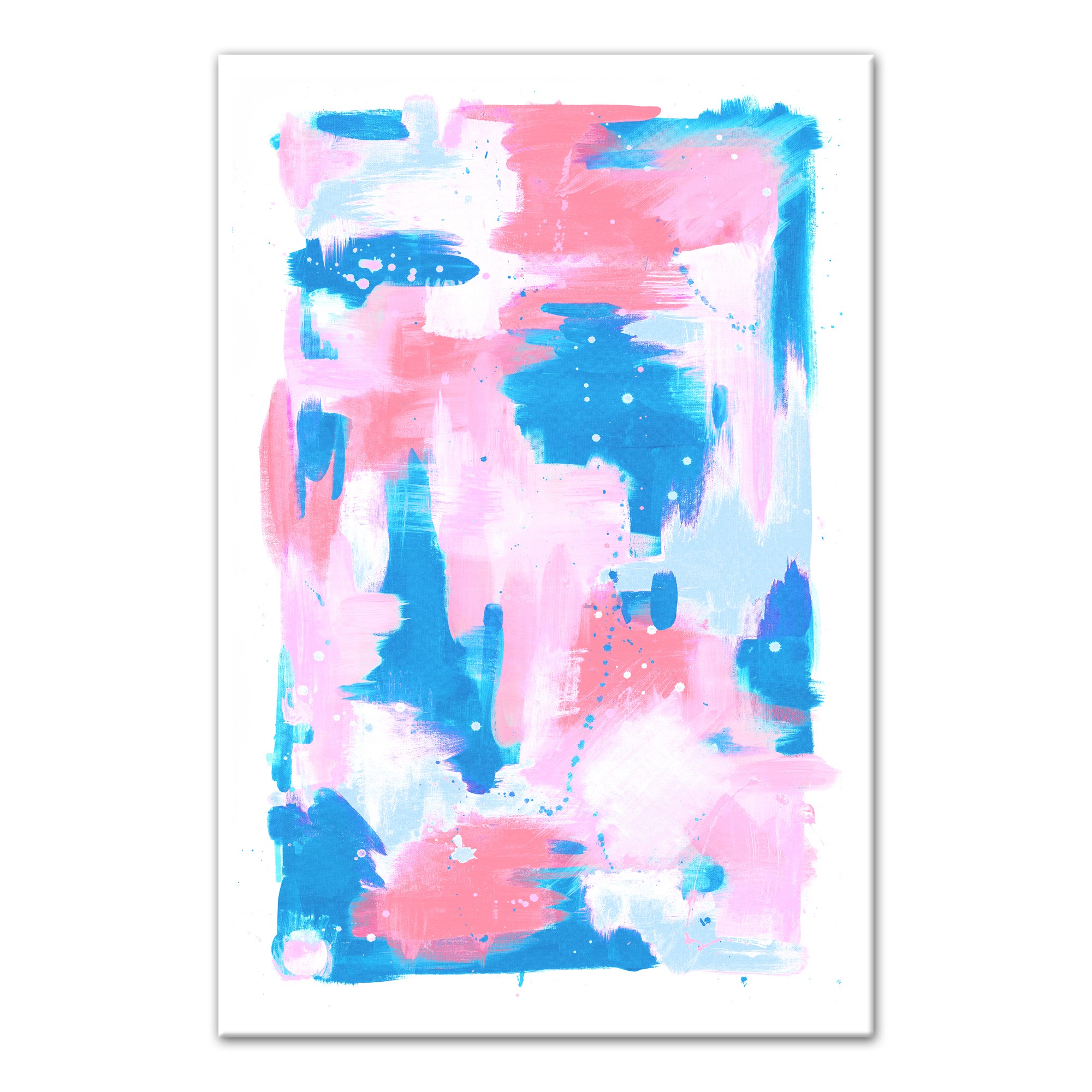 Pink and Blue Abstract Pastel Splash 20x30 Canvas Wall Art