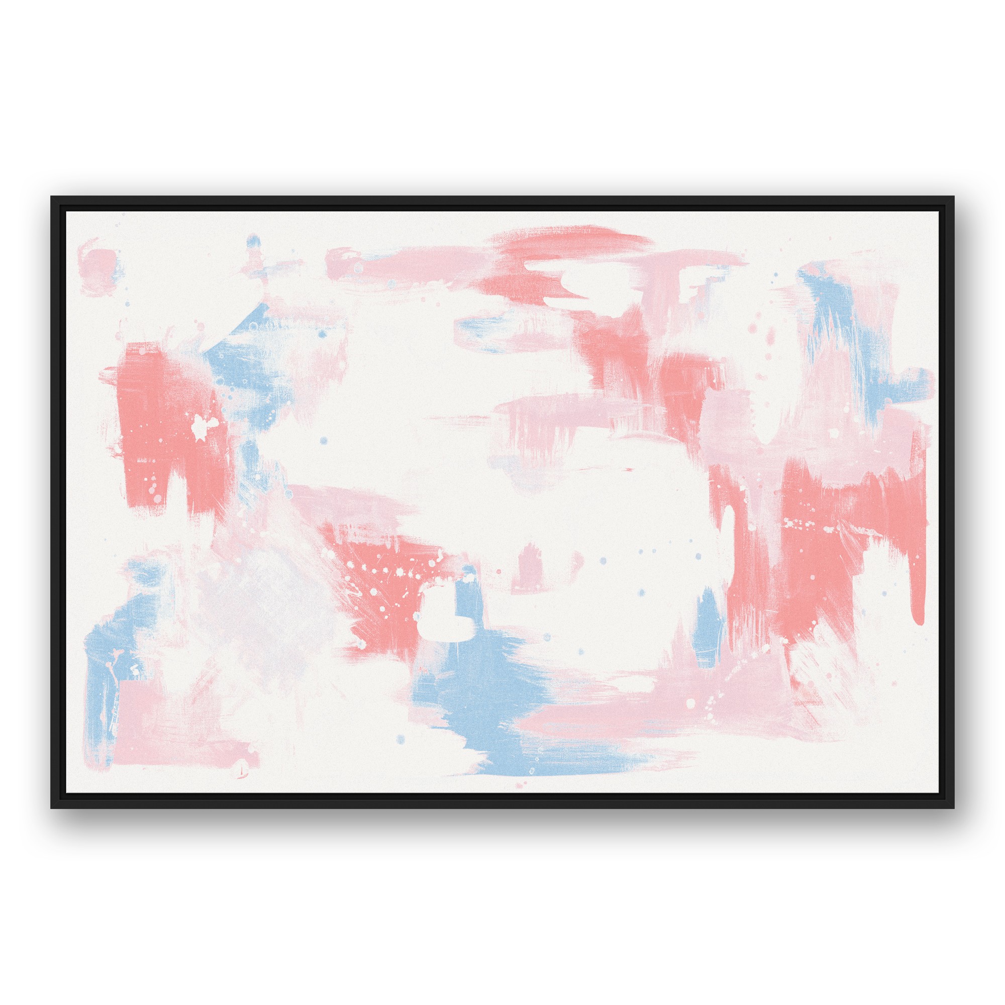 Big Pink Pastel Strokes 32x48 Black Floating Framed Canvas