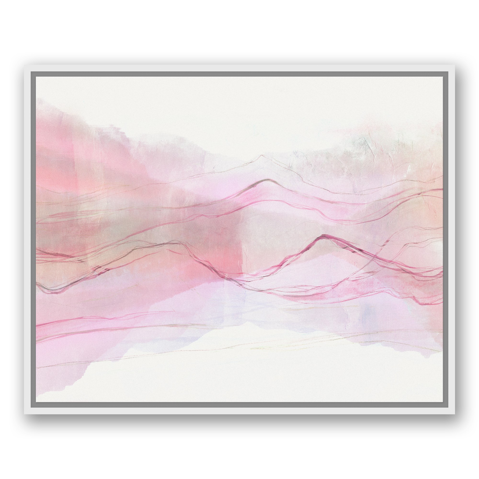 Soothing Pink Watercolor 24x30 White Floating Framed Canvas