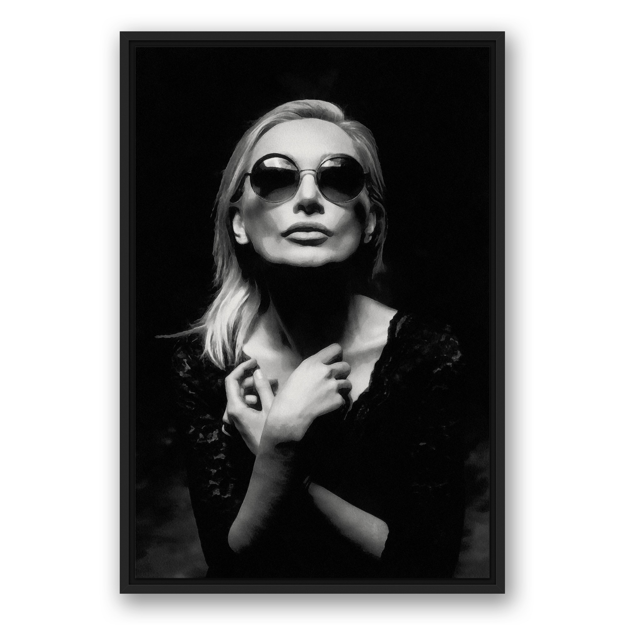 Diva 20x30 Black Floating Framed Canvas