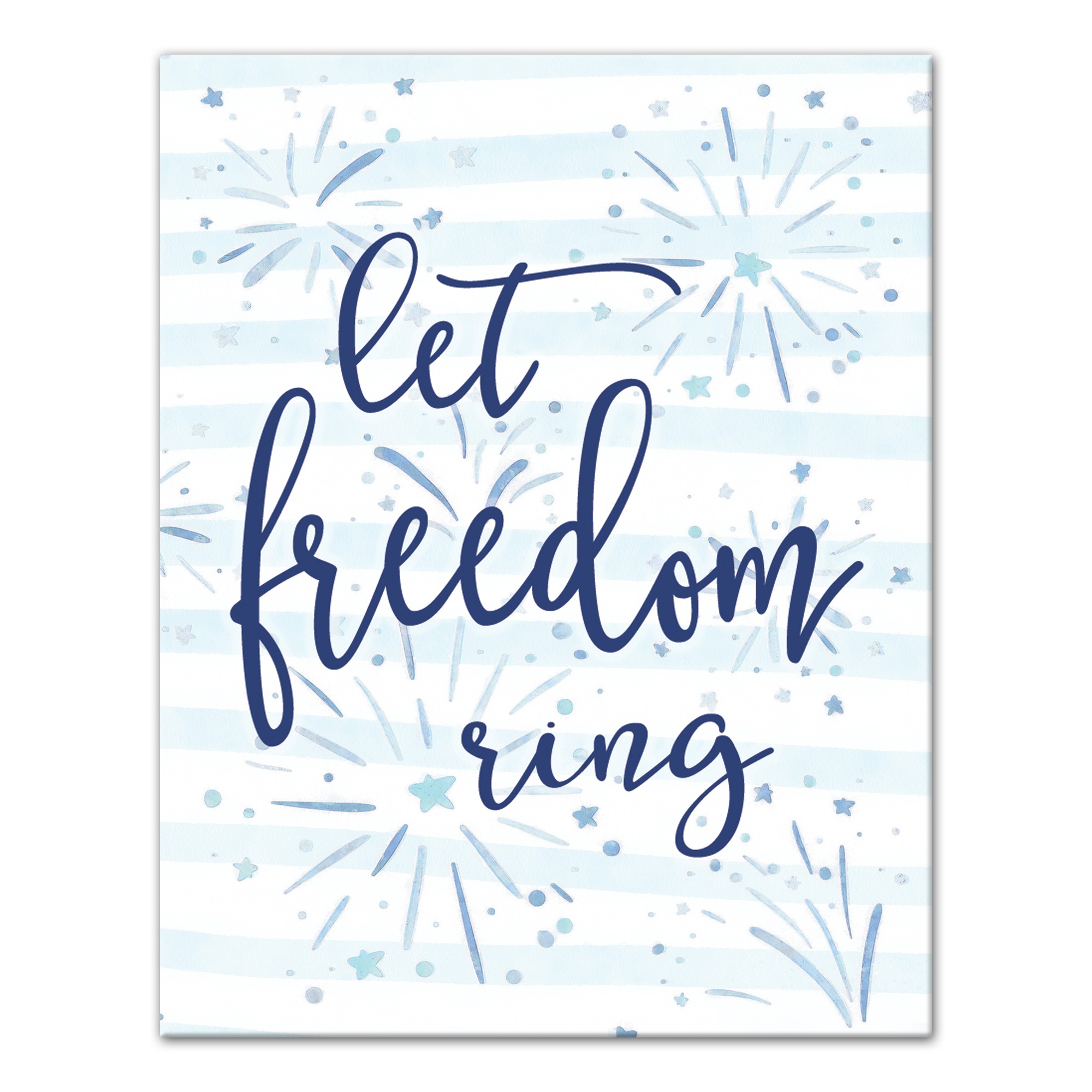 Let Freedom Ring with Fireworks in Background 11x14 Canvas Wall Art