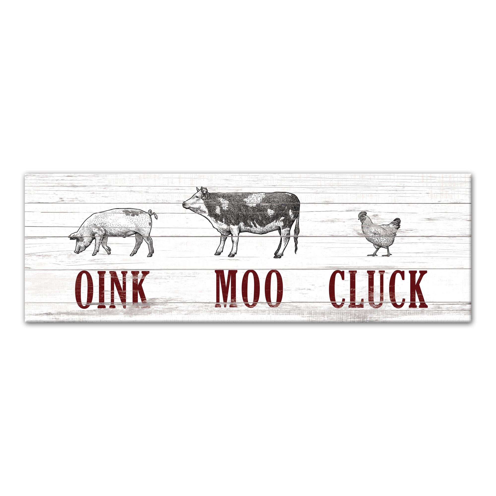 Farmhouse Oink, Moo, Cluck Sign 12x36 Canvas Wall Art