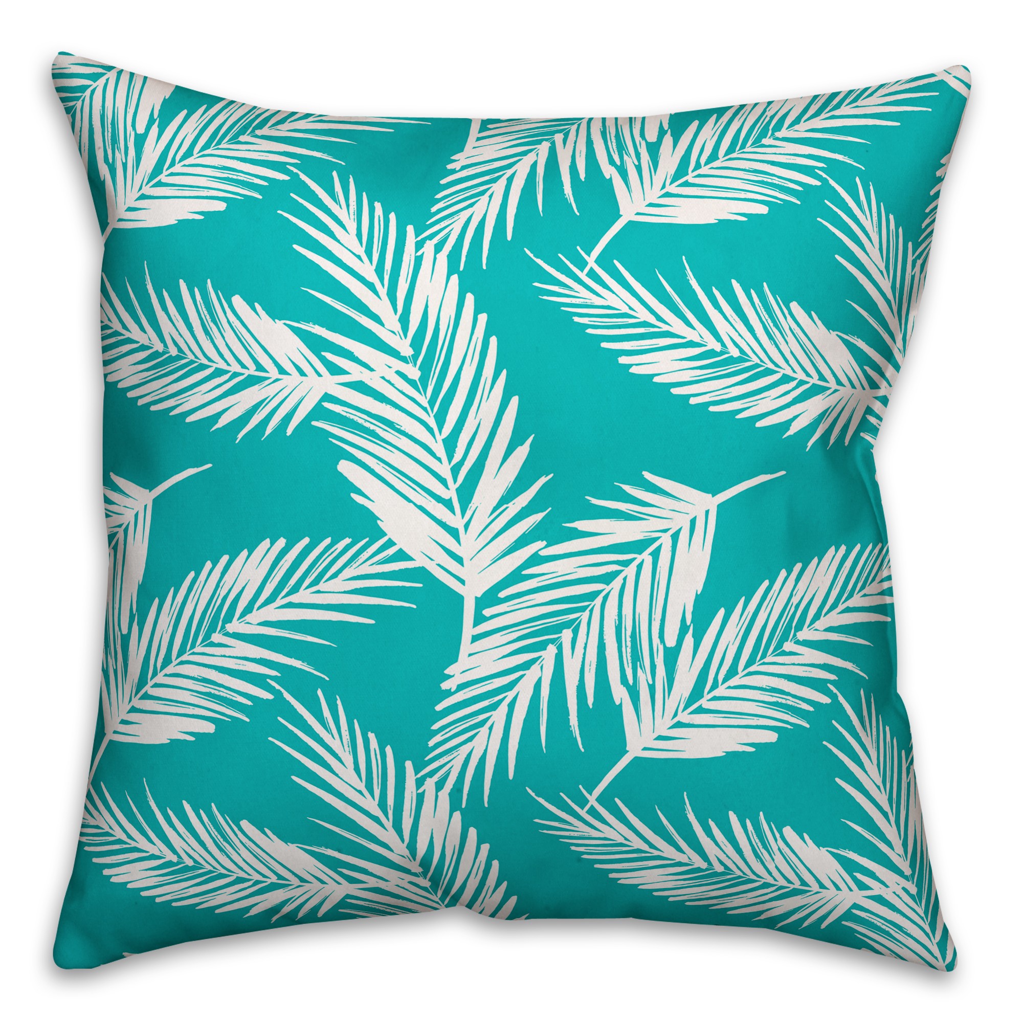 Teal and White Palms 18x18 Indoor / Outdoor Pillow