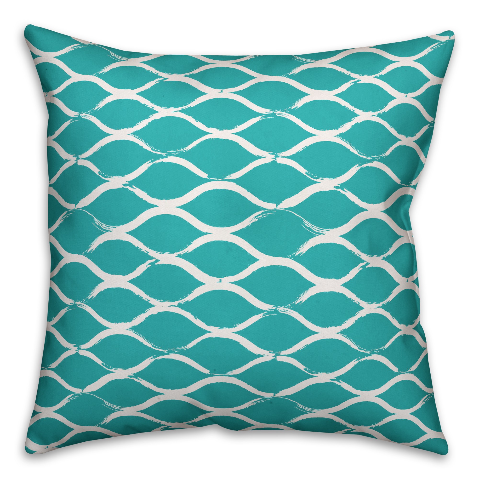 Teal and White Netting Pattern 18x18 Indoor / Outdoor Pillow