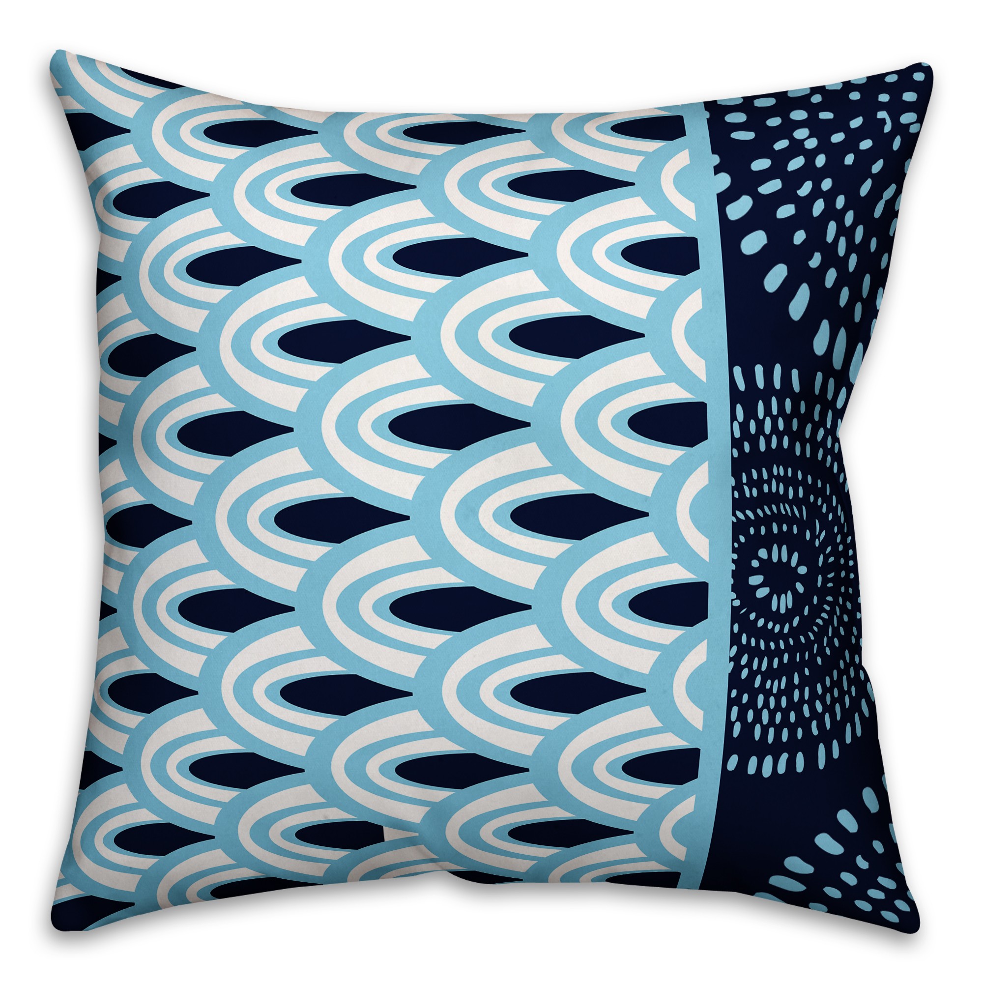Blue and White Scallops 18x18 Indoor / Outdoor Pillow