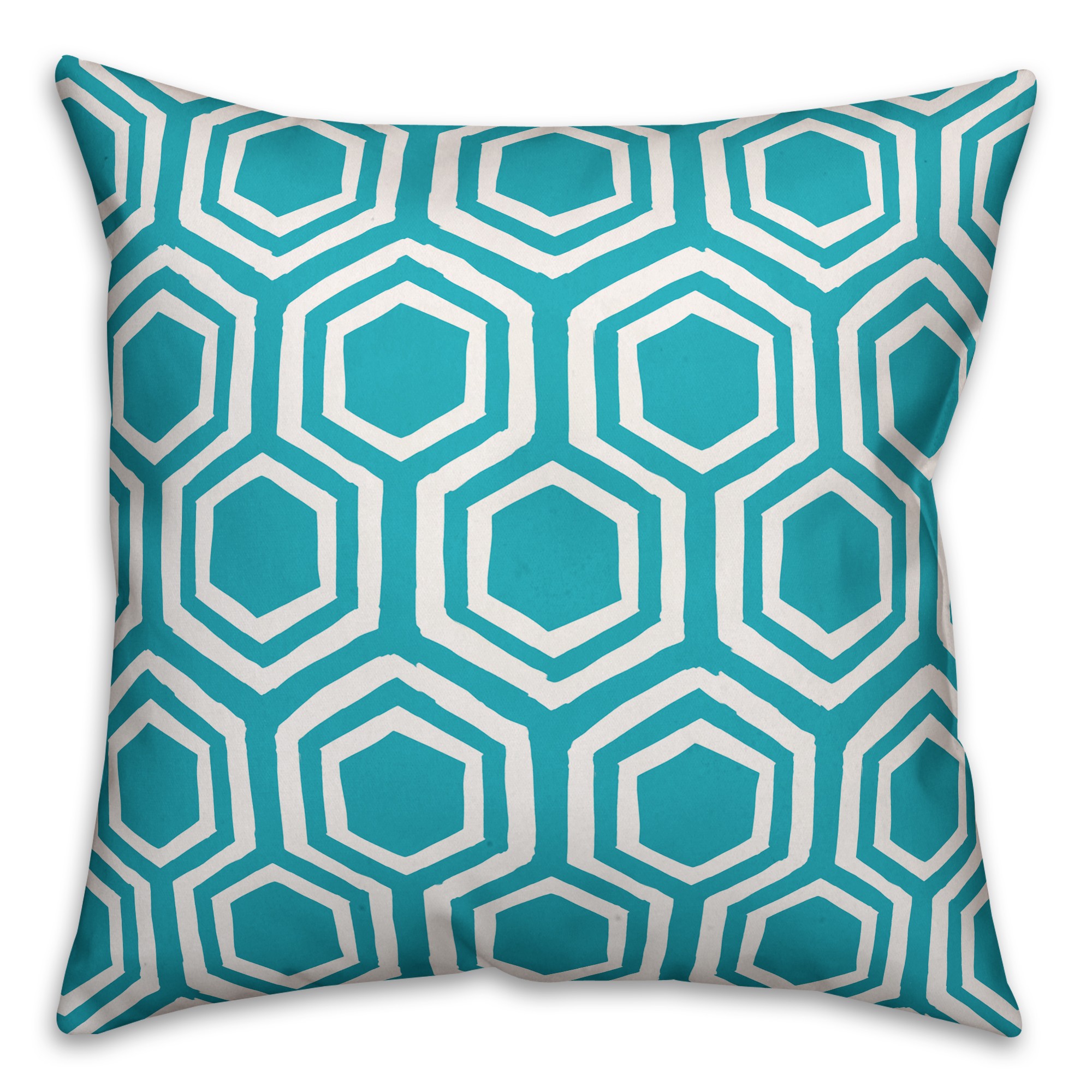 Teal Hexagons 18x18 Indoor / Outdoor Pillow