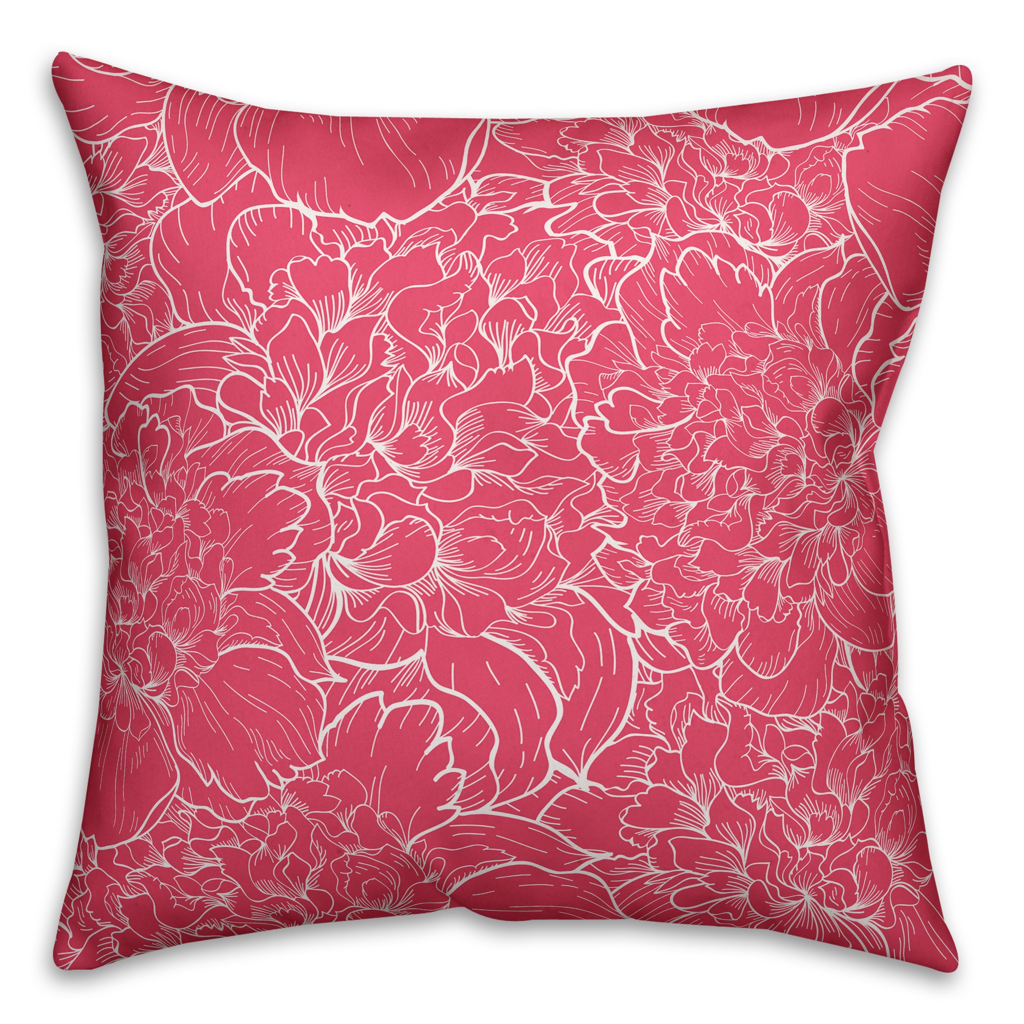 White and Pink Florals 18x18 Indoor / Outdoor Pillow