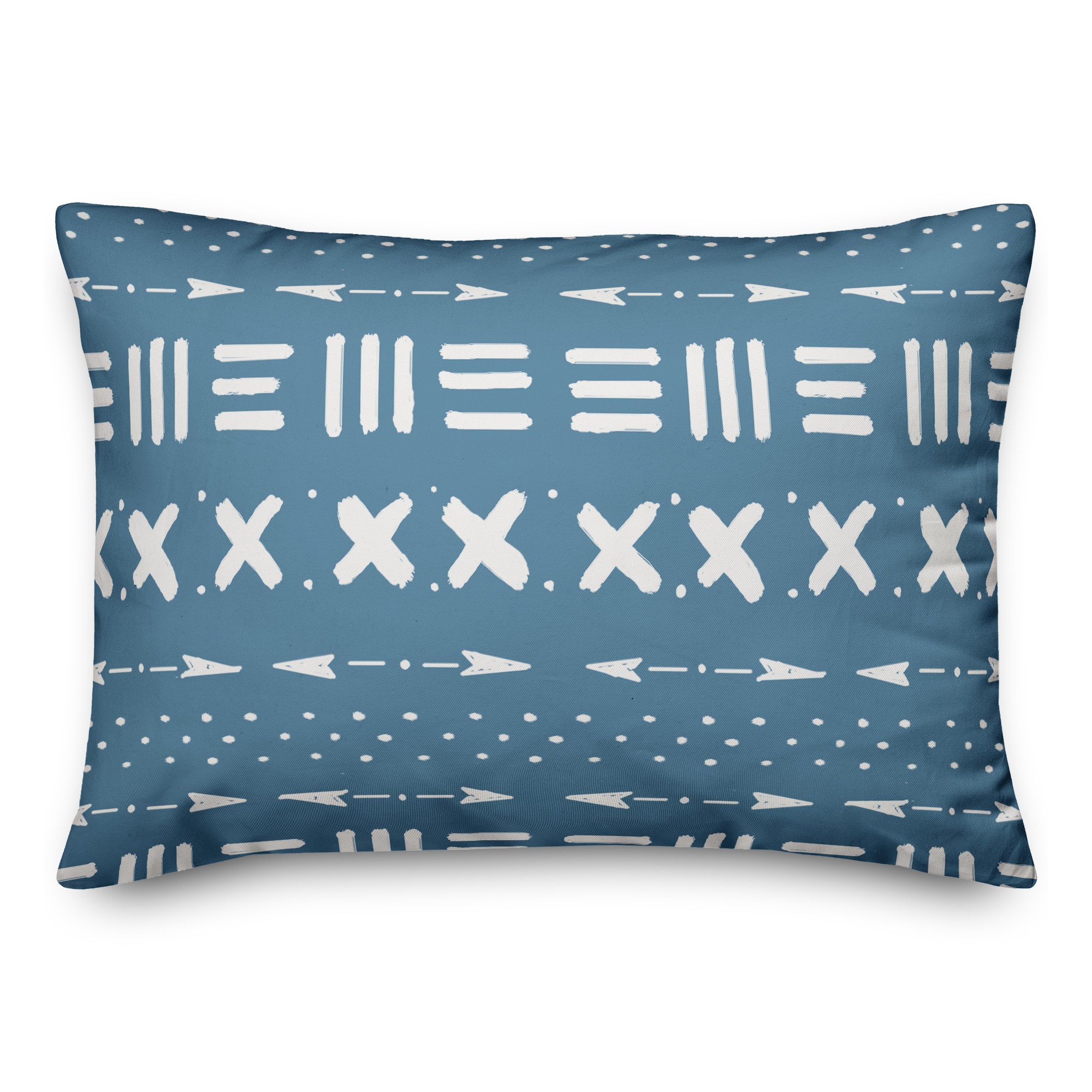 Cool Blue Tribal Pattern 14x20 Indoor / Outdoor Pillow