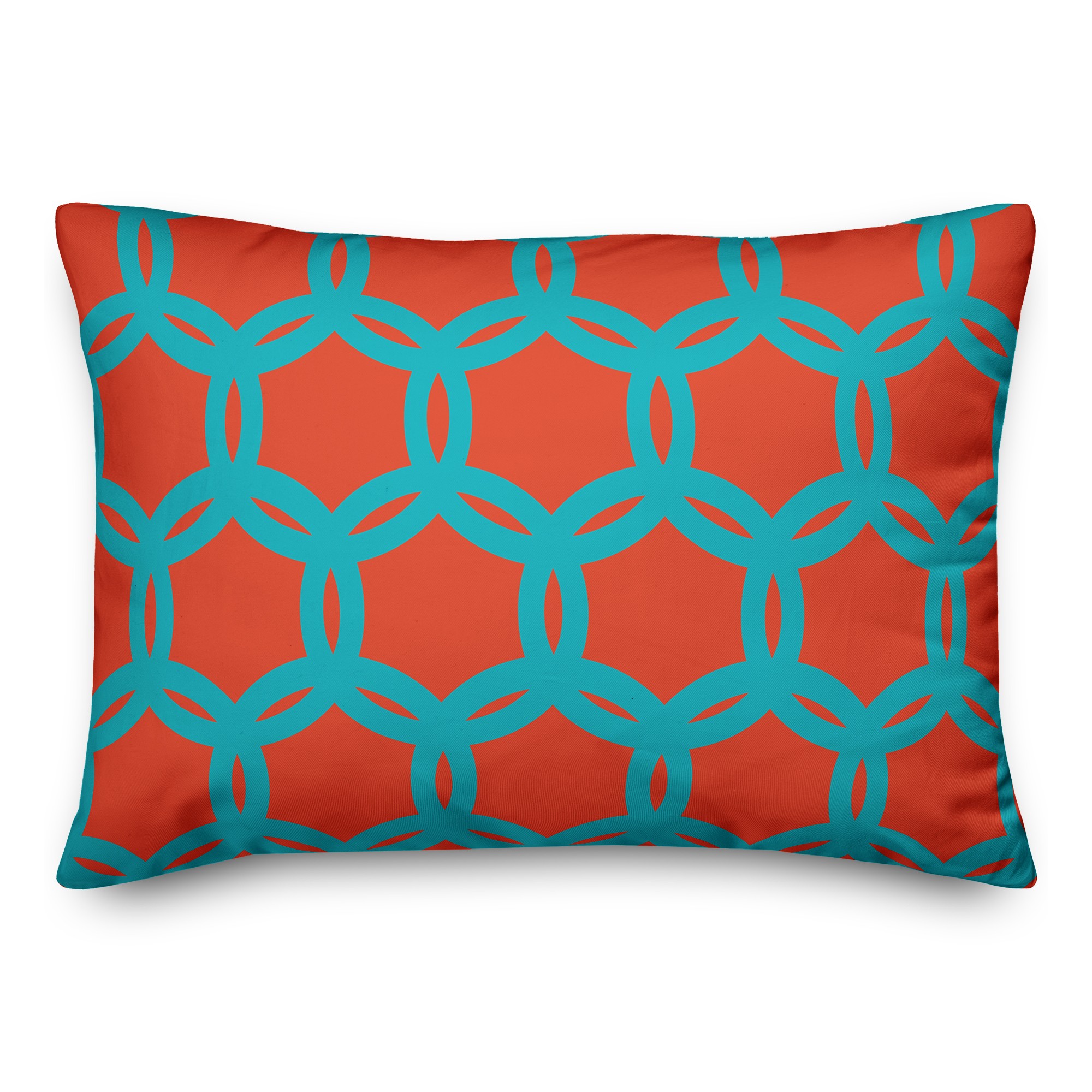 Orange and Teal Geo Pattern 14x20 Indoor / Outdoor Pillow