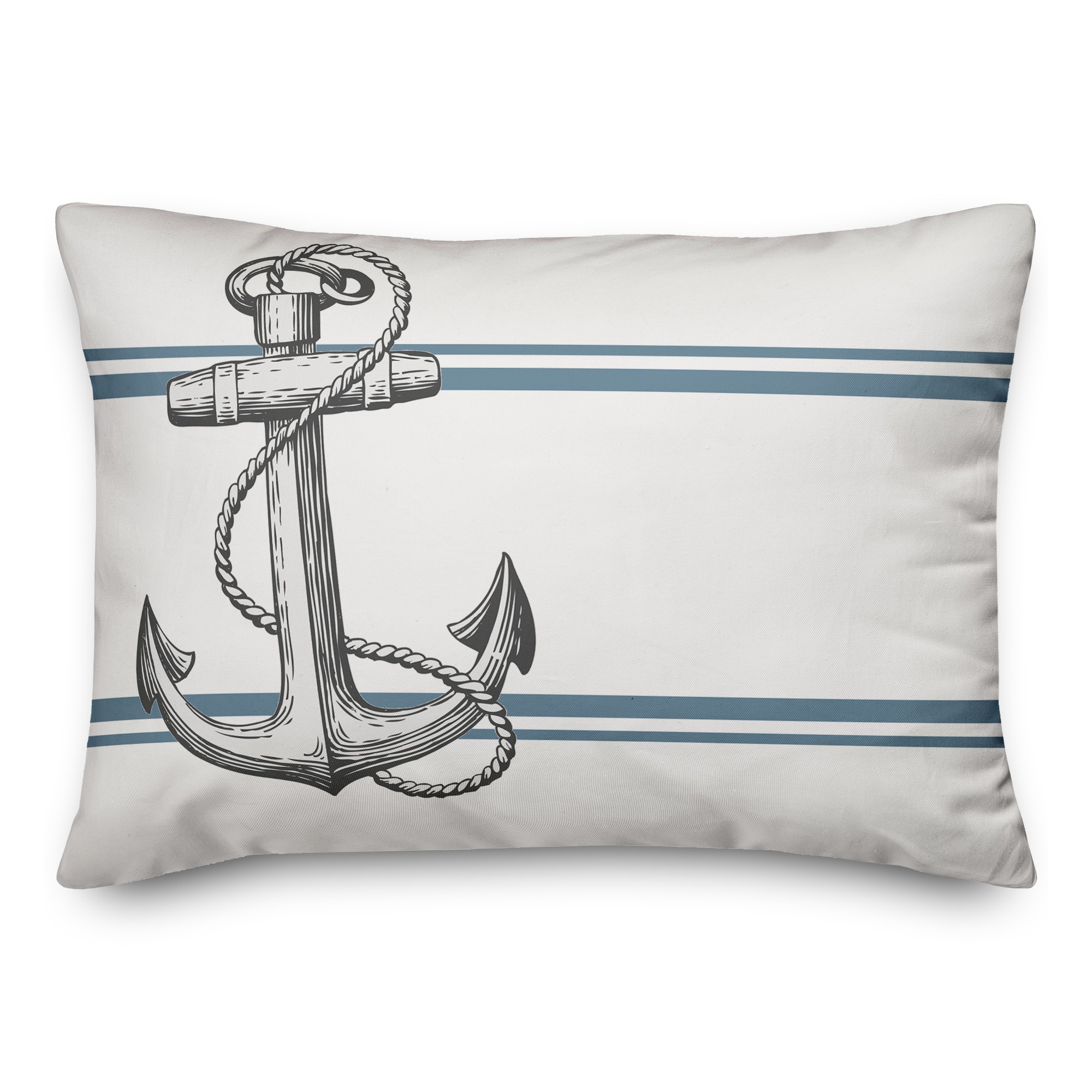 Gray Seaside Anchor 14x20 Indoor / Outdoor Pillow