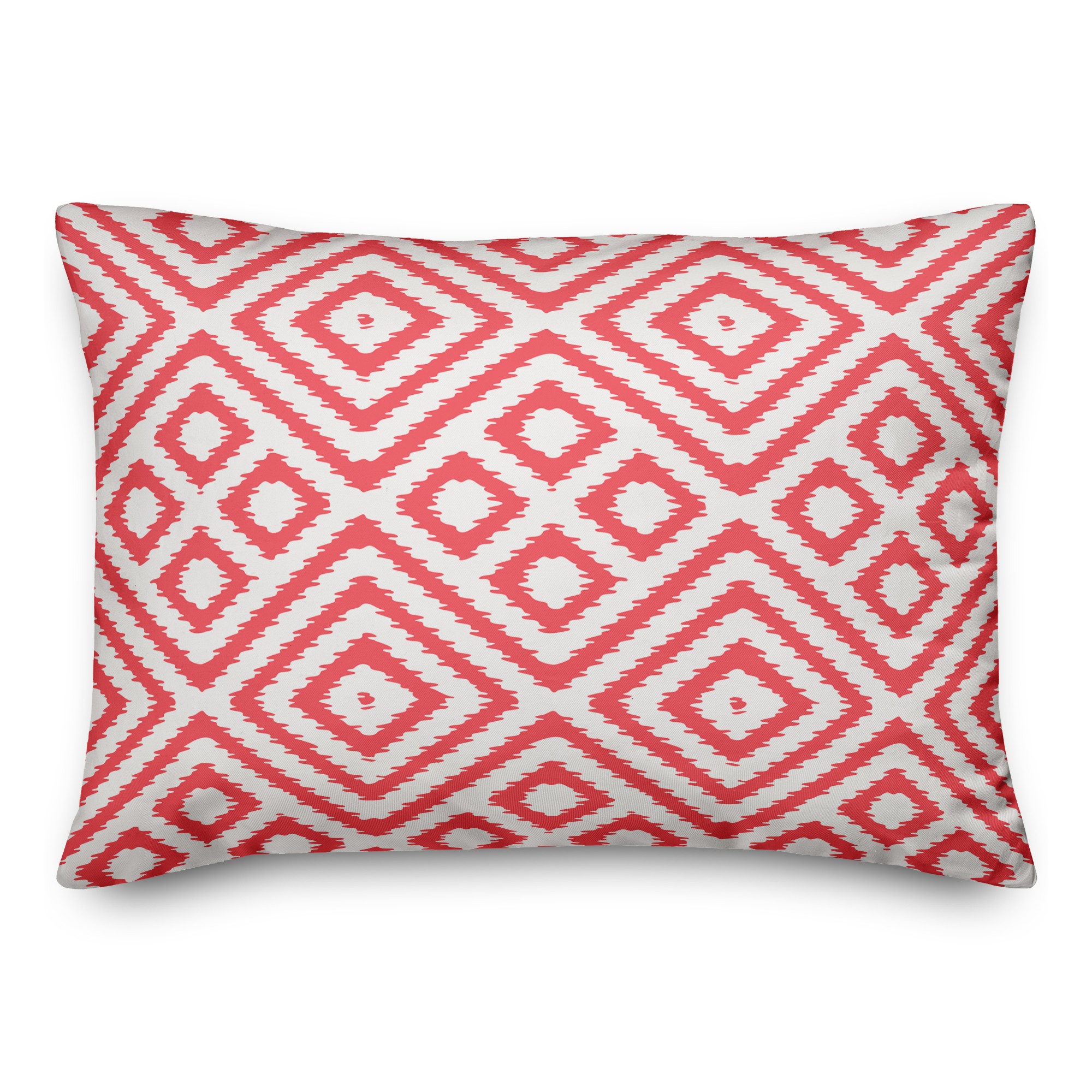 Coral and White Ikat 14x20 Indoor / Outdoor Pillow